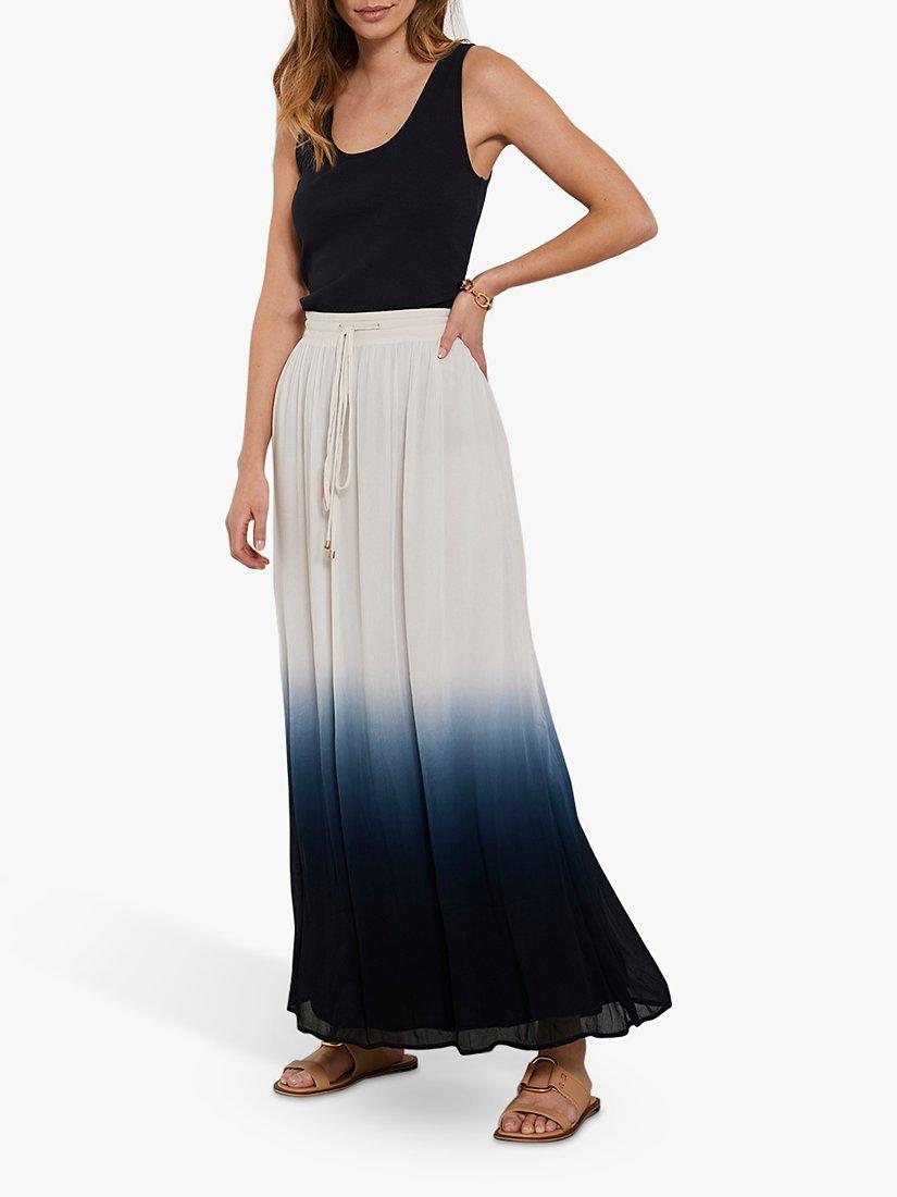 Mint Velvet Dip Dye Maxi Skirt, Indigo