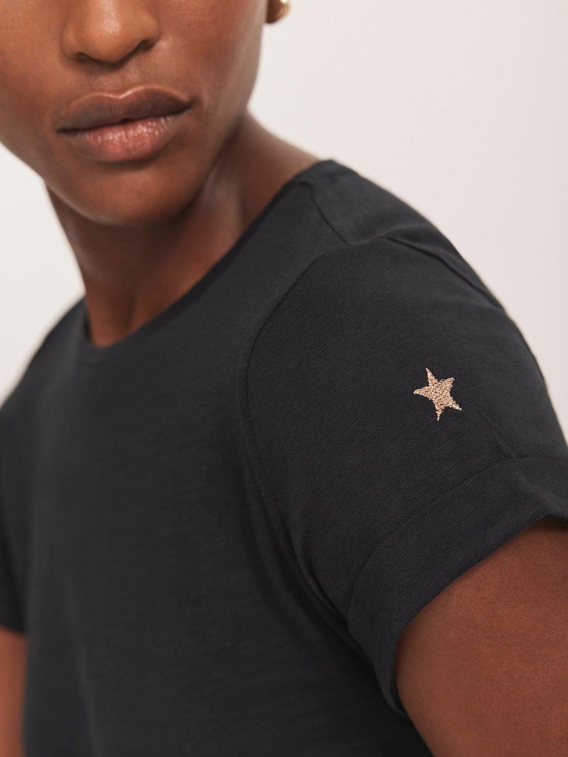 Product image 3 of 5, which shows Mint Velvet Cotton Star T-Shirt, Dark Blue, XS