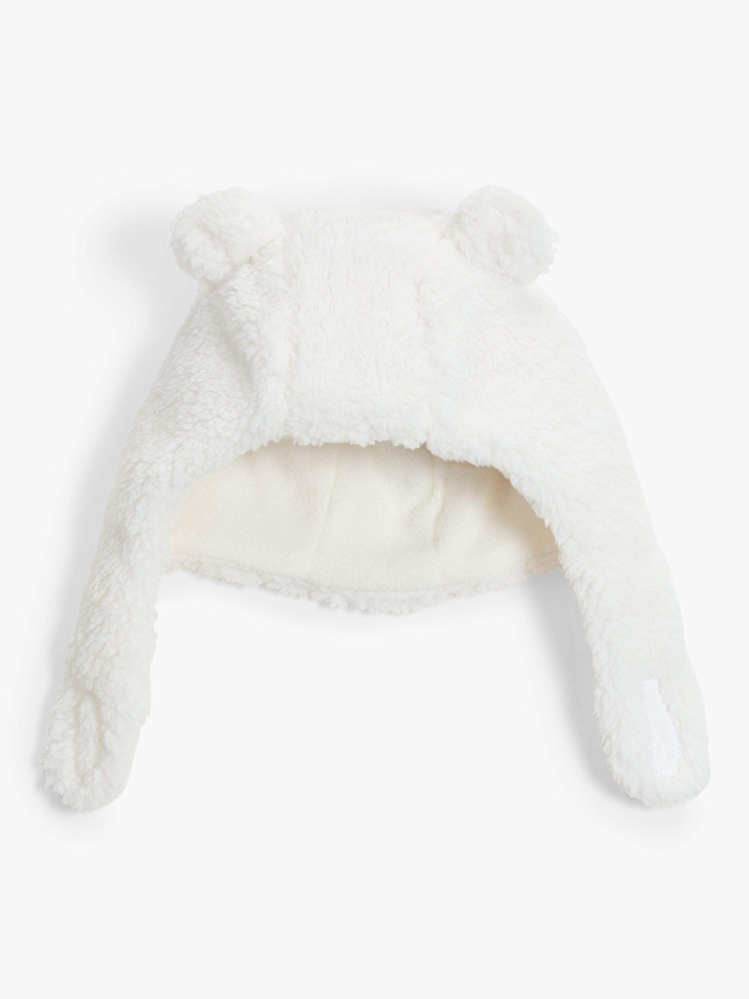 John Lewis Baby Borg Trapper Hat, White
