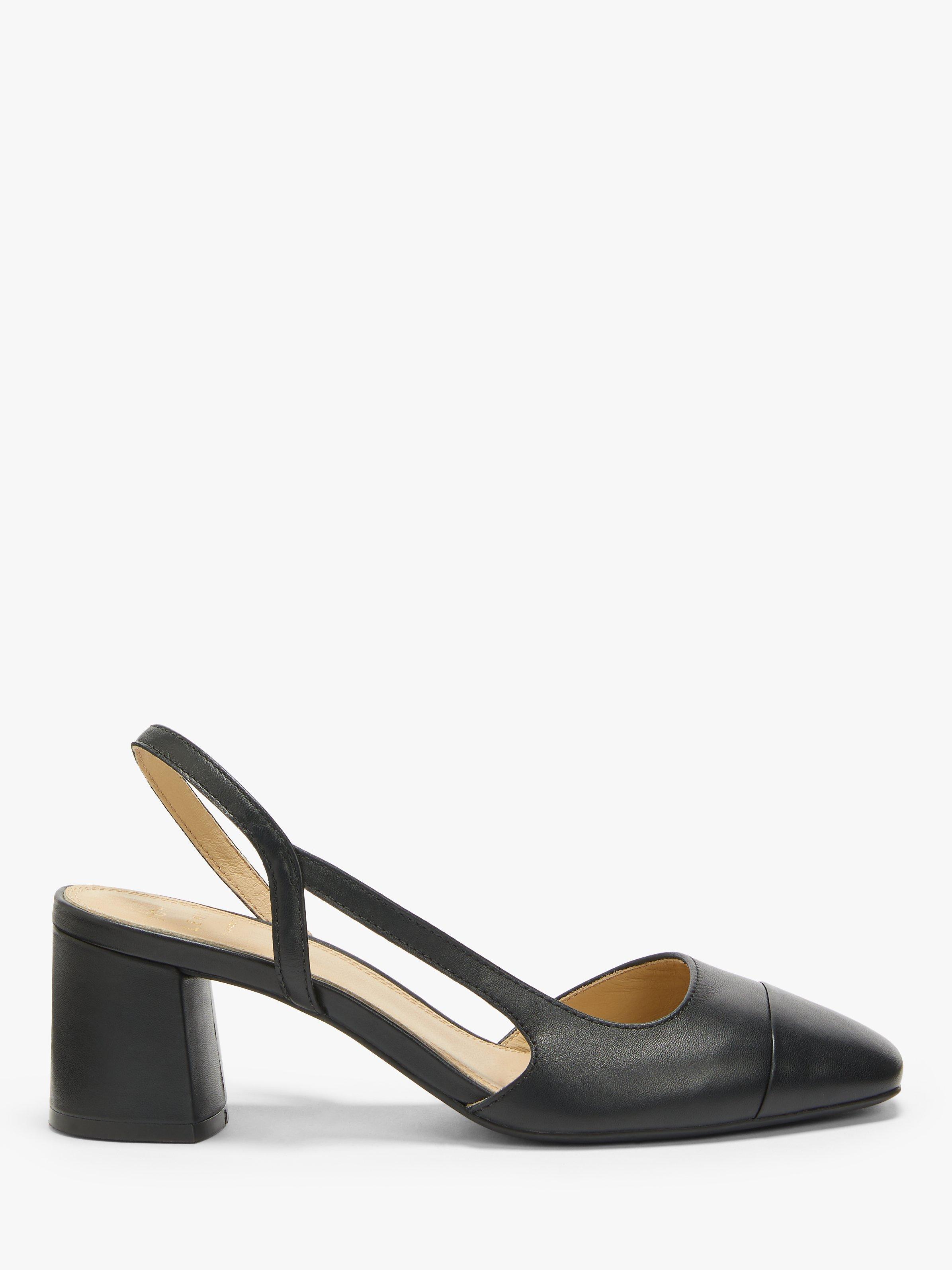 John Lewis Bonnie Leather Low Heel Slingback Court Shoes, Black