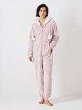 John Lewis Pom Pom Fleece Onesie, Pink