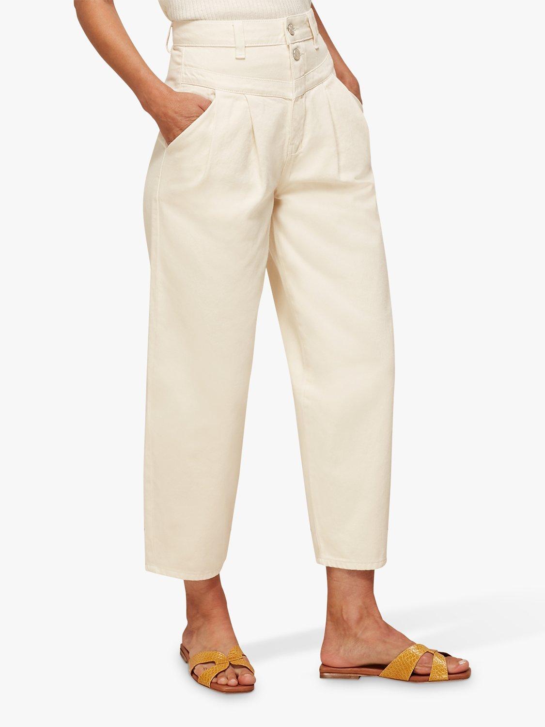 Whistles India Pleat Front Trousers, White, 26
