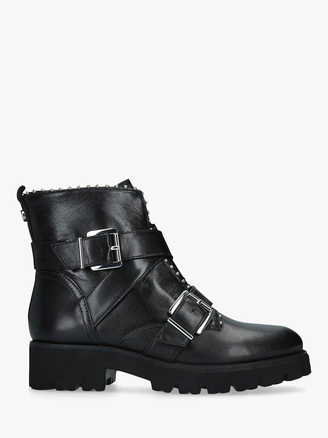 Steve Madden Hoofy Buckle Strap Leather Biker Boots, Black