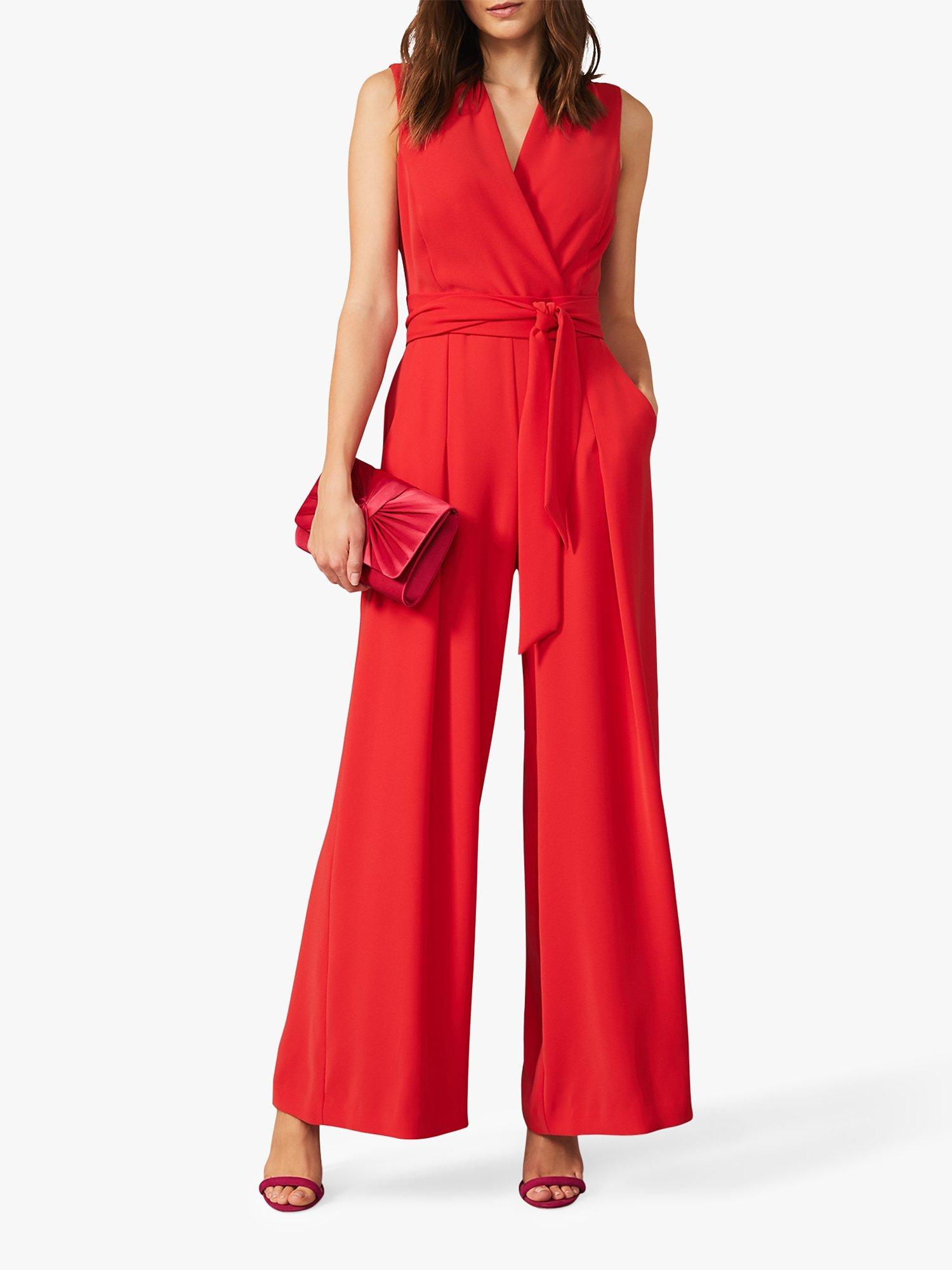 Phase Eight Rosamand Wide Leg Tie Waist Jumpsuit Fire