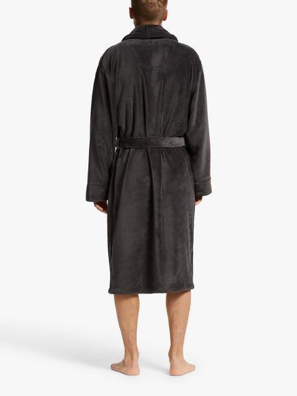 John Lewis Sheared Fleece Robe - view 2, Grey