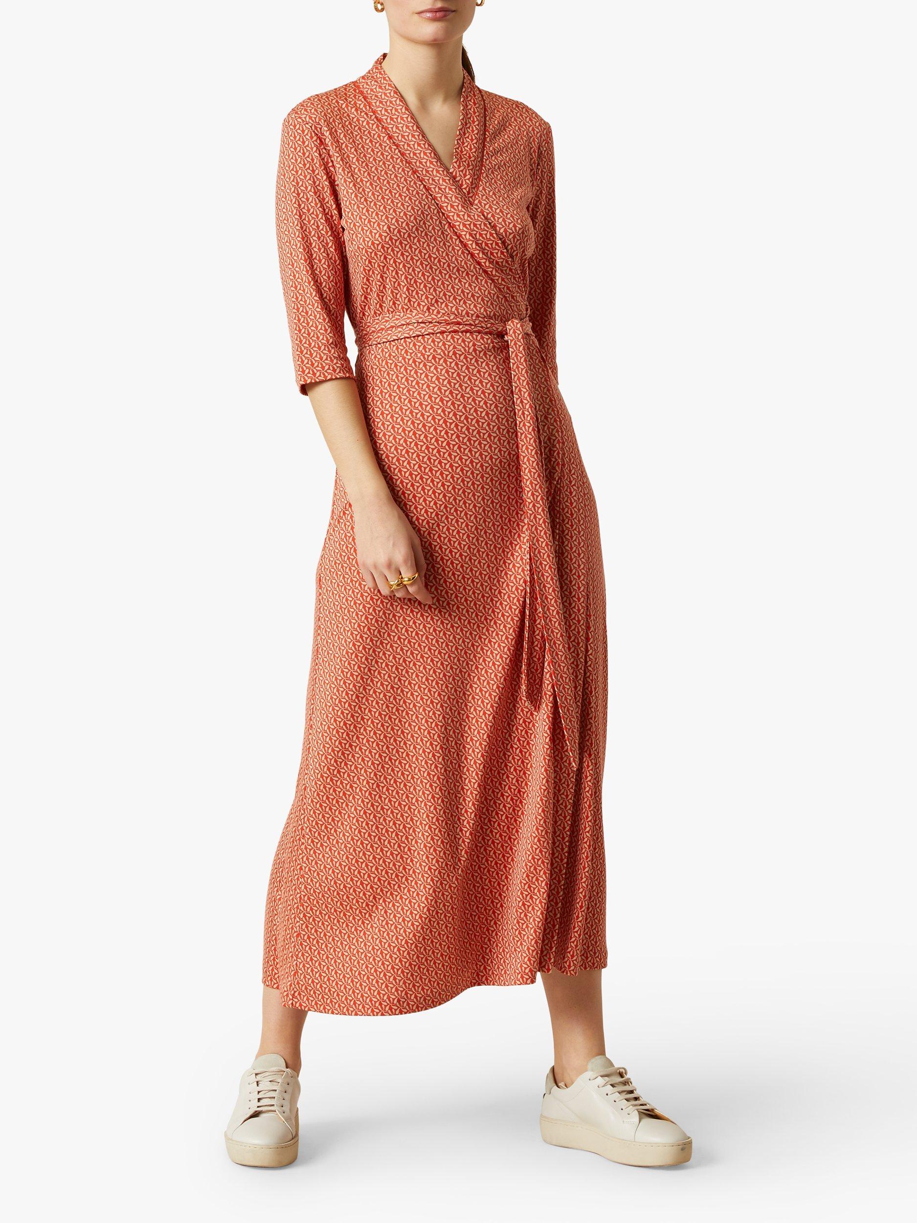 Jigsaw Petal Geo Print Maxi Wrap Dress, Coral