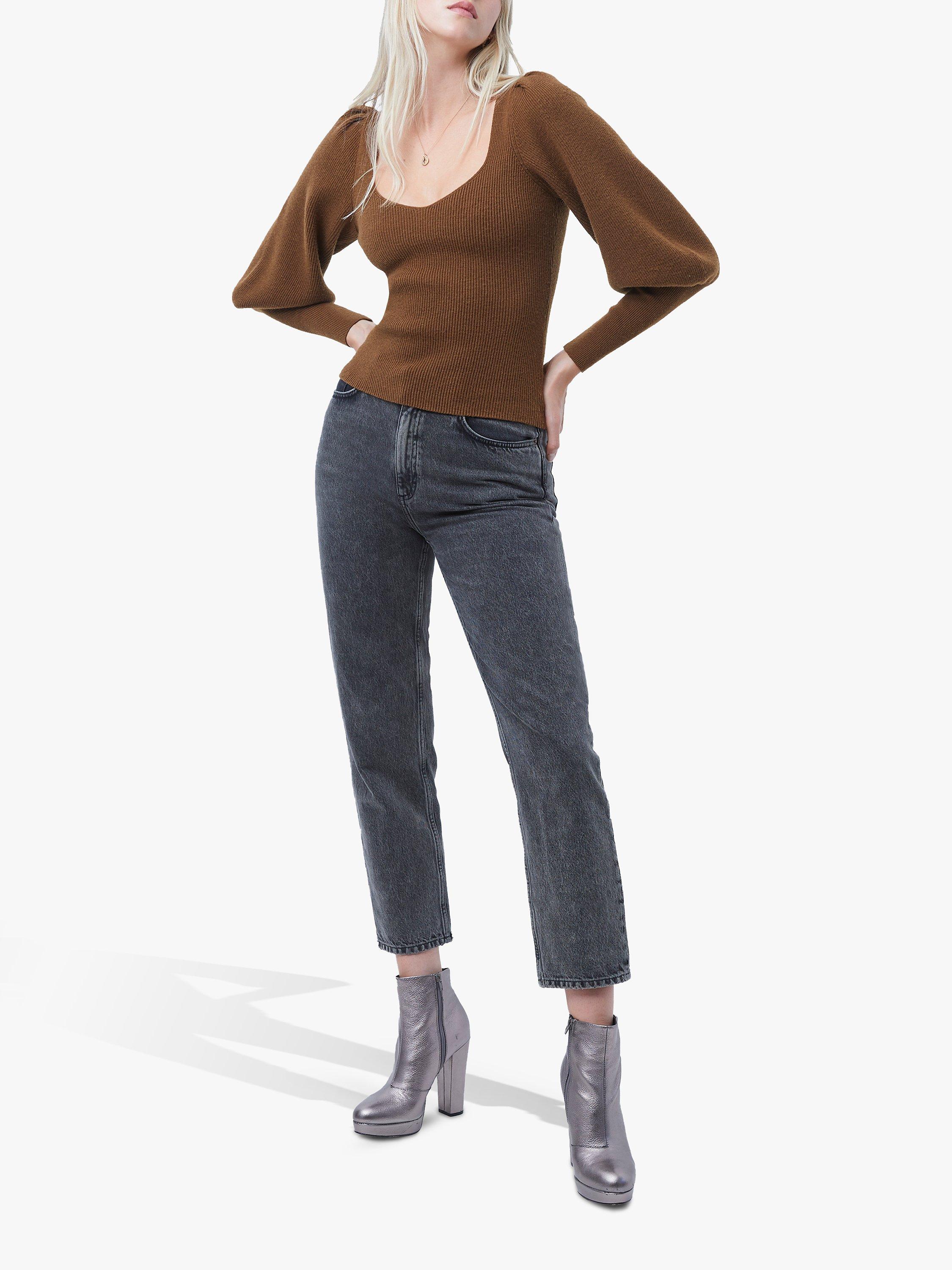 French Connection Joss Balloon Sleeve Jumper, 70s Tan, L