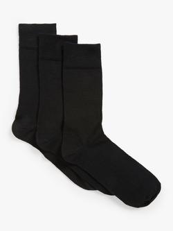 John Lewis Wool Mix Men's Socks, Pack of 3, Black