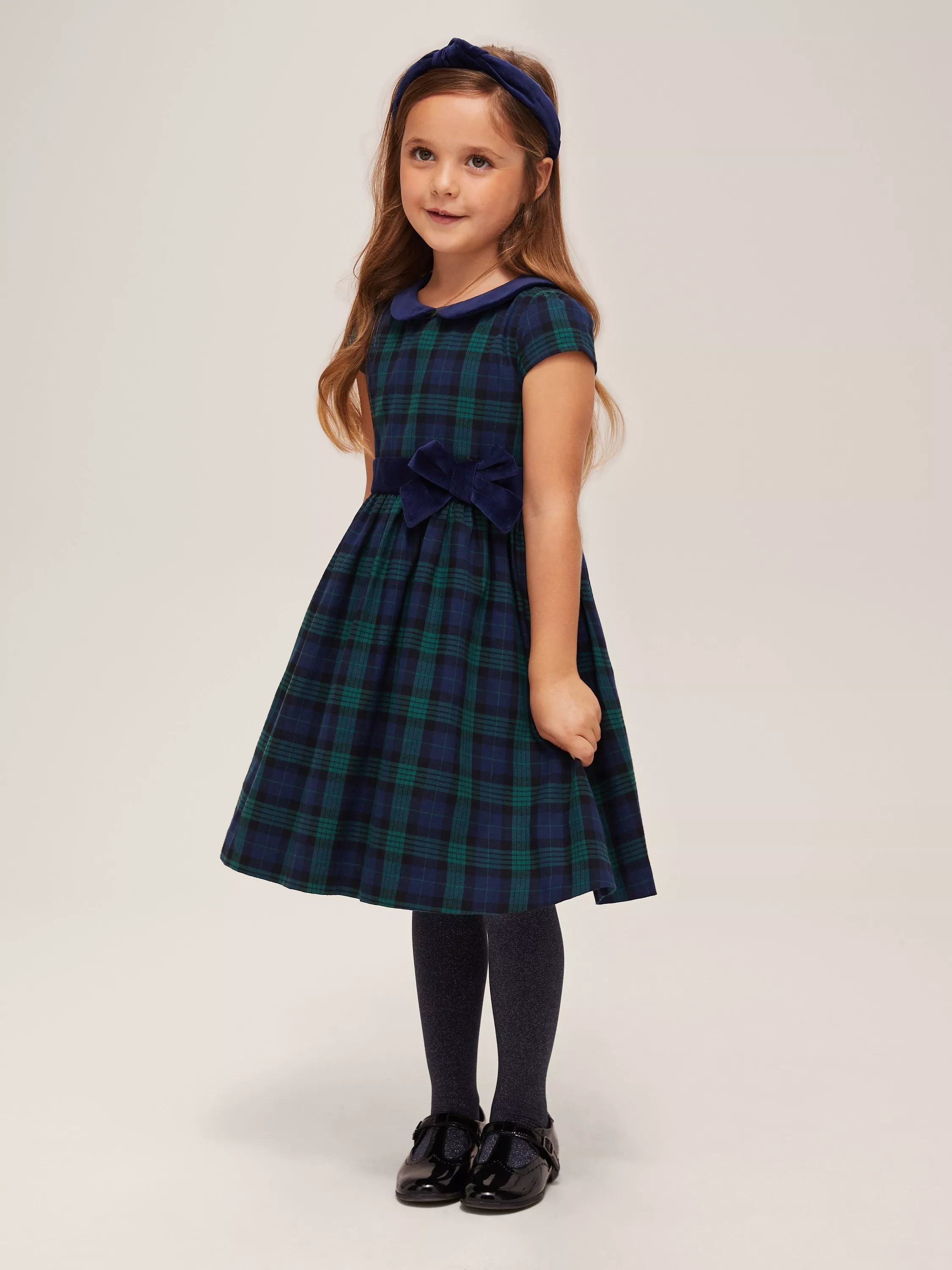 John Lewis Partners Heirloom Collection Girls Tartan Dress Dark Green