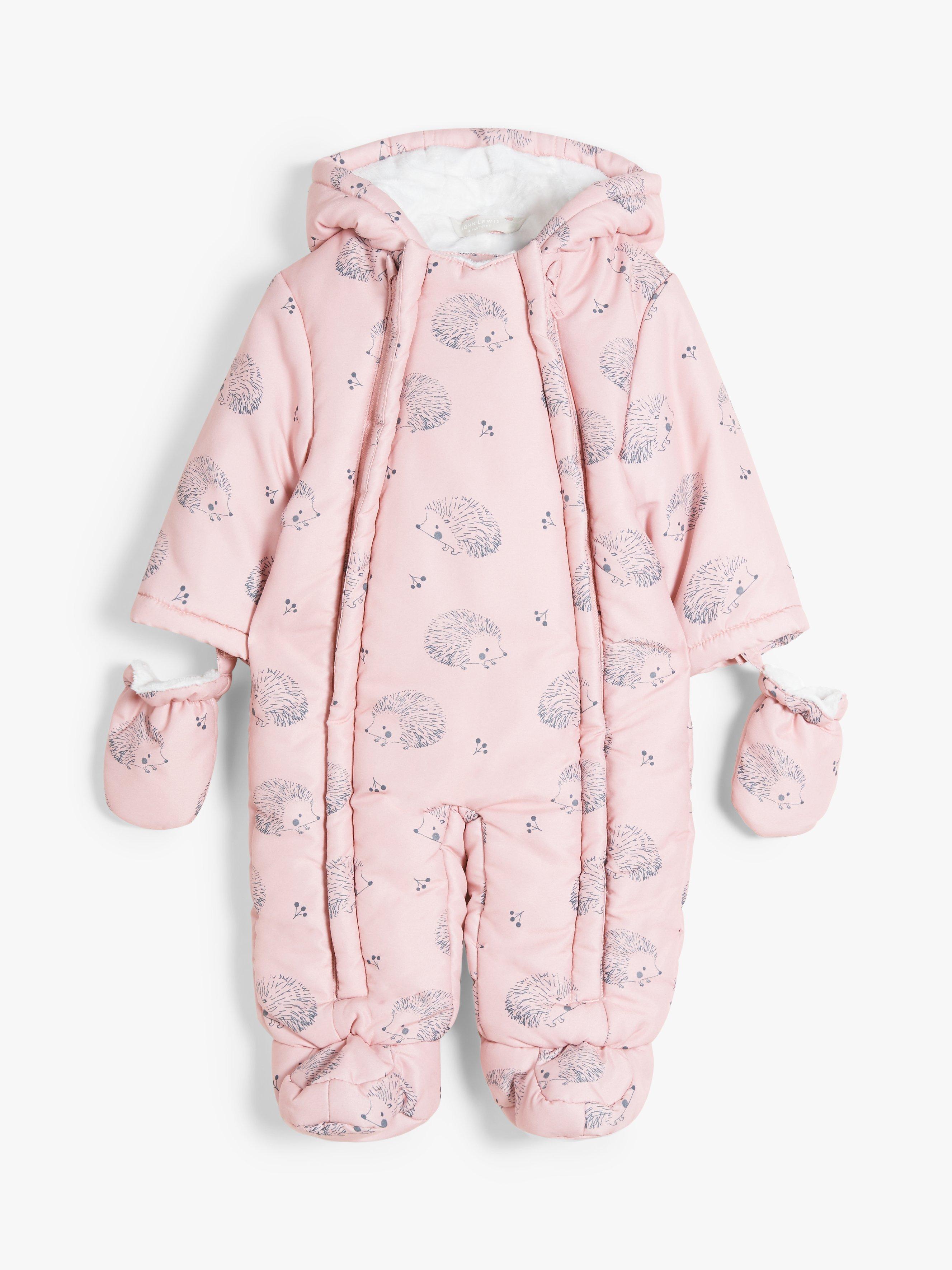 John Lewis Baby Hedgehog Snowsuit, Pink