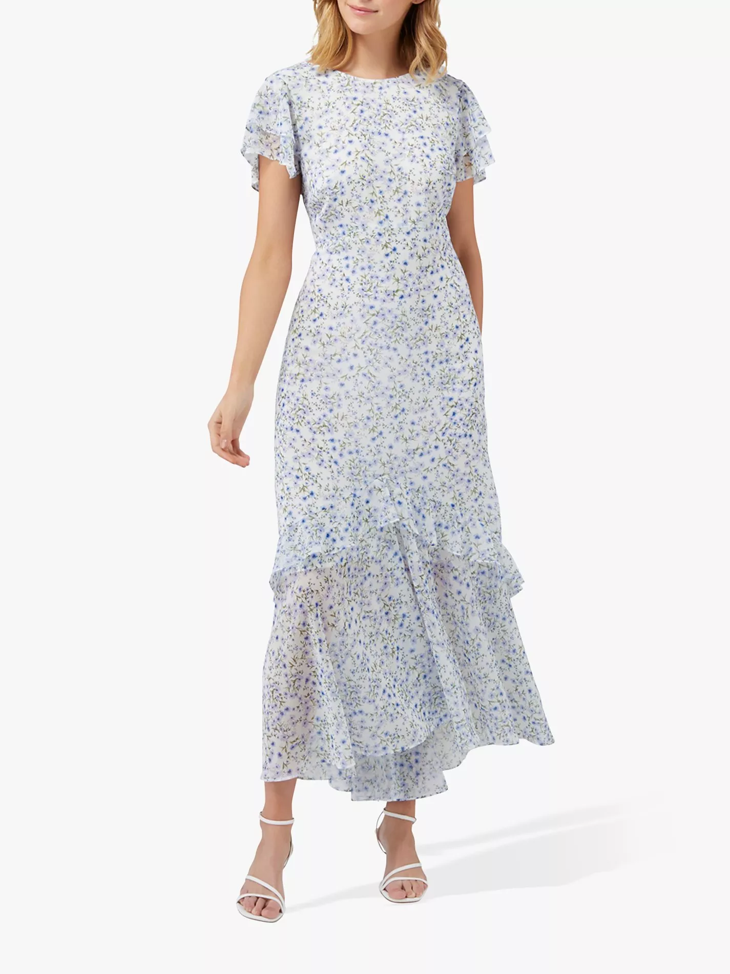 Ditsy Flutter Sleeve Maxi Dress Lavender