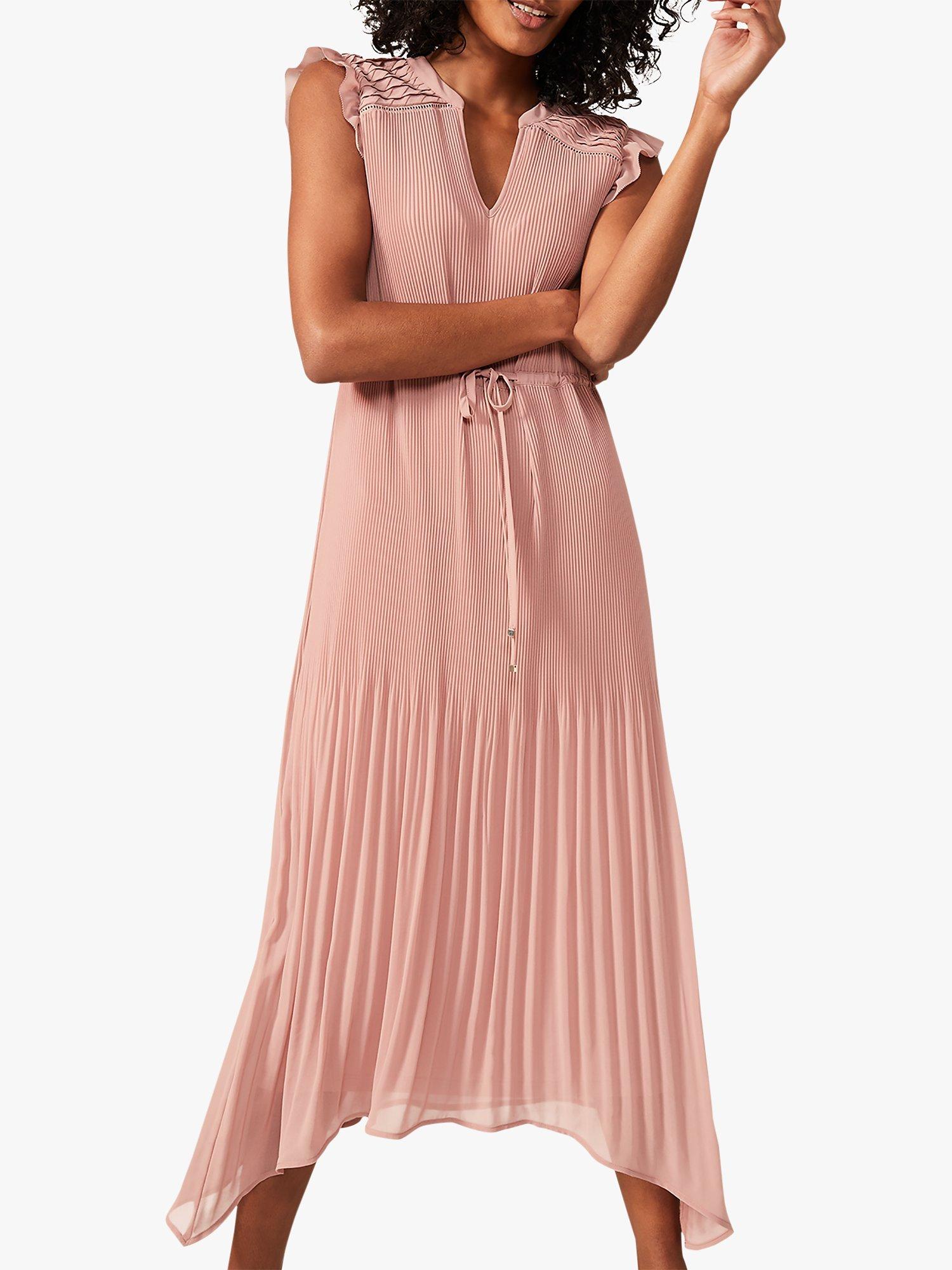 Phase Eight Amalie Pleated Midi Dress, Blush Pink