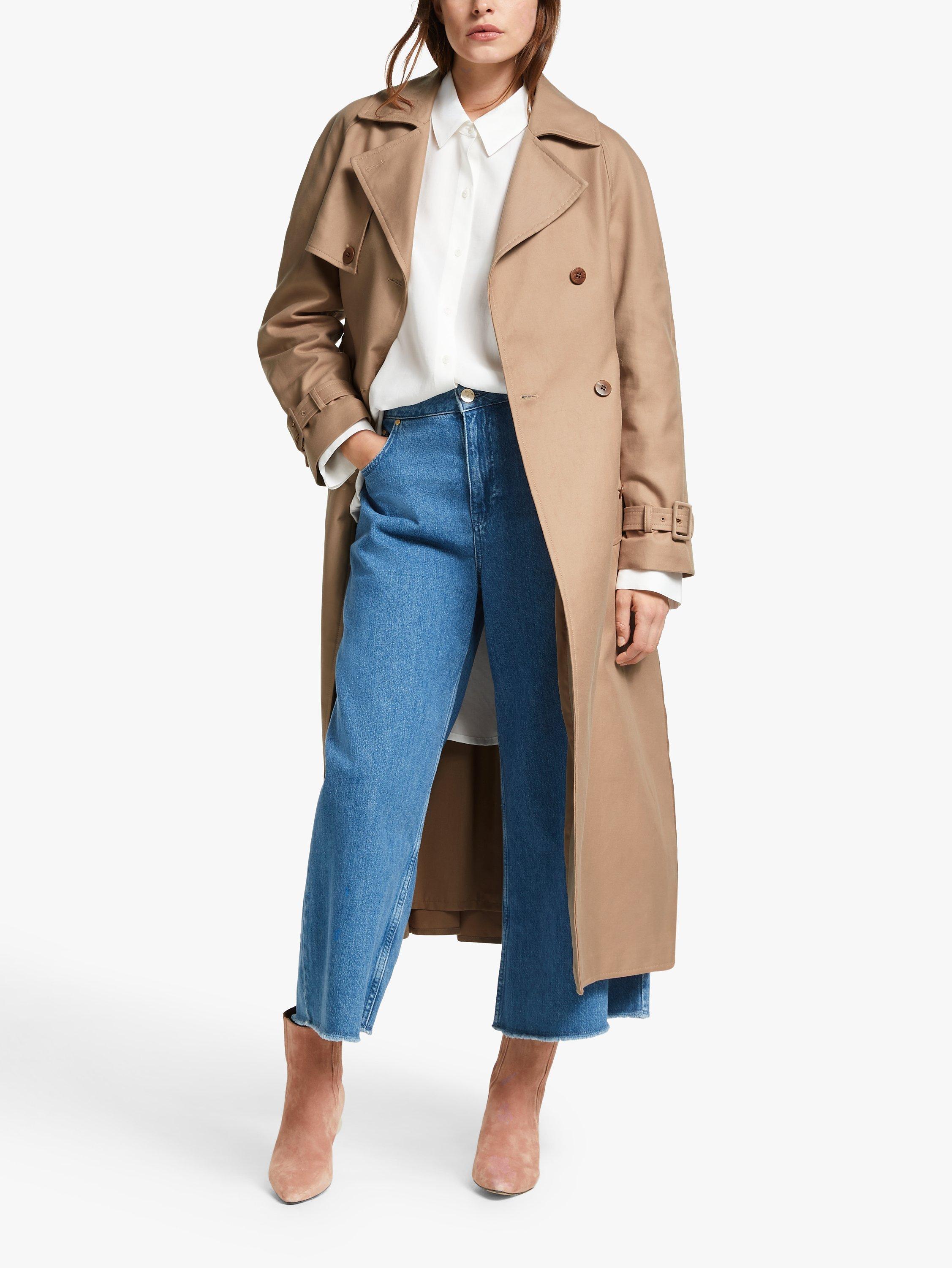 Mother of Pearl Organic Cotton Pleat Back Trench Coat, Mink