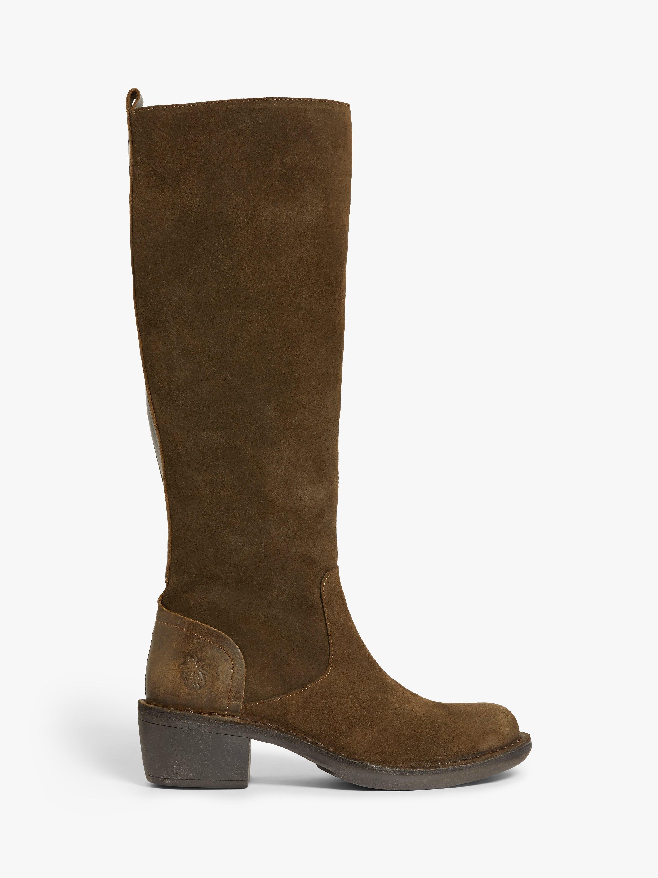Fly London Mine Suede Knee High Boots Olive