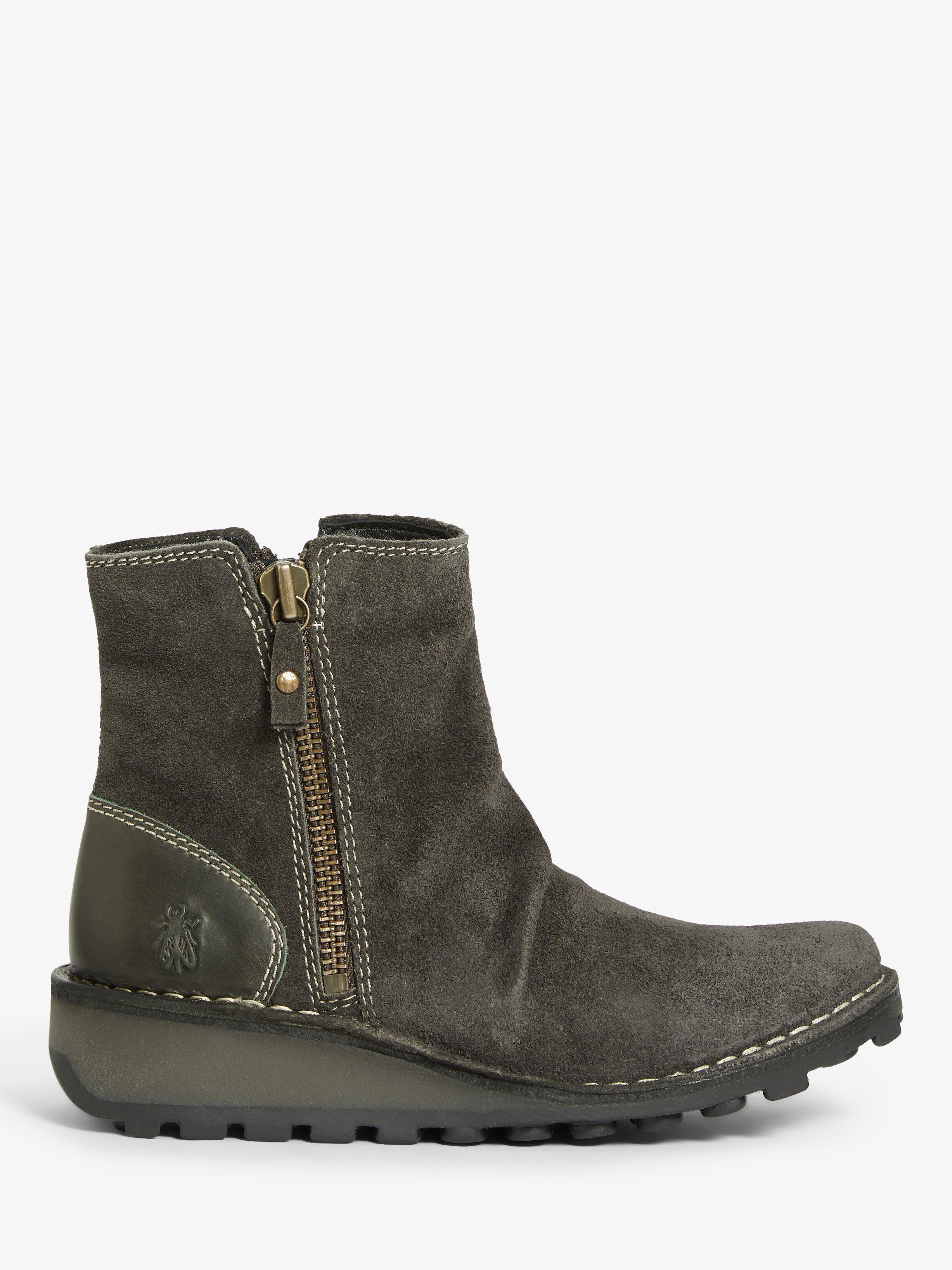 Fly London Mon Suede Wedge Heel Ankle Boots, Grey