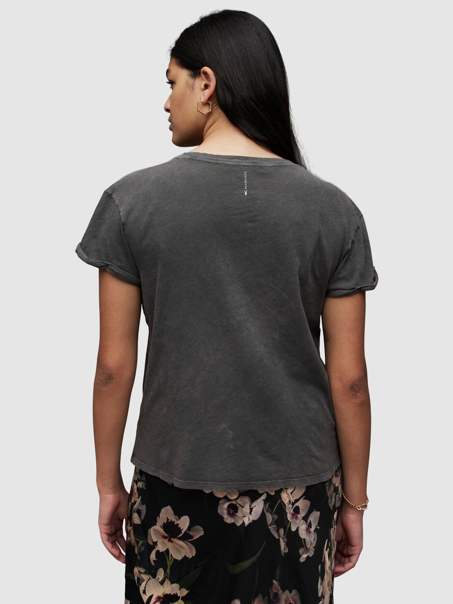 Product image 2 of 6, which shows AllSaints Anna Short Sleeve T-Shirt, Acid Washed Black, 8