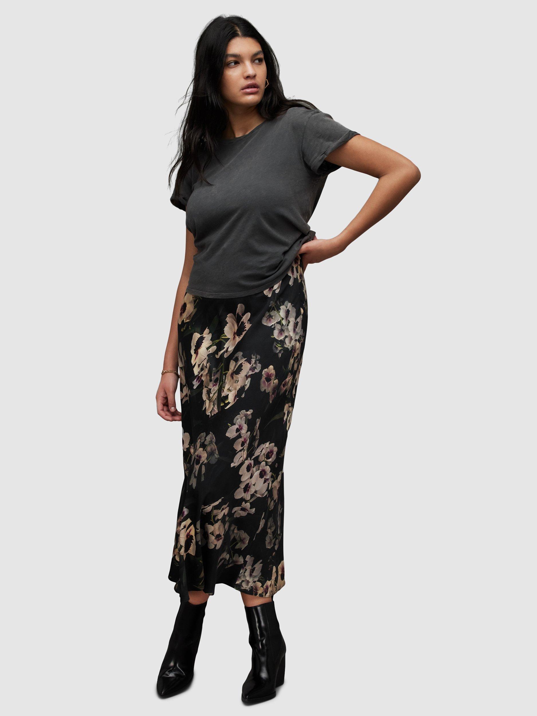 Product image 3 of 6, which shows AllSaints Anna Short Sleeve T-Shirt, Acid Washed Black, 8