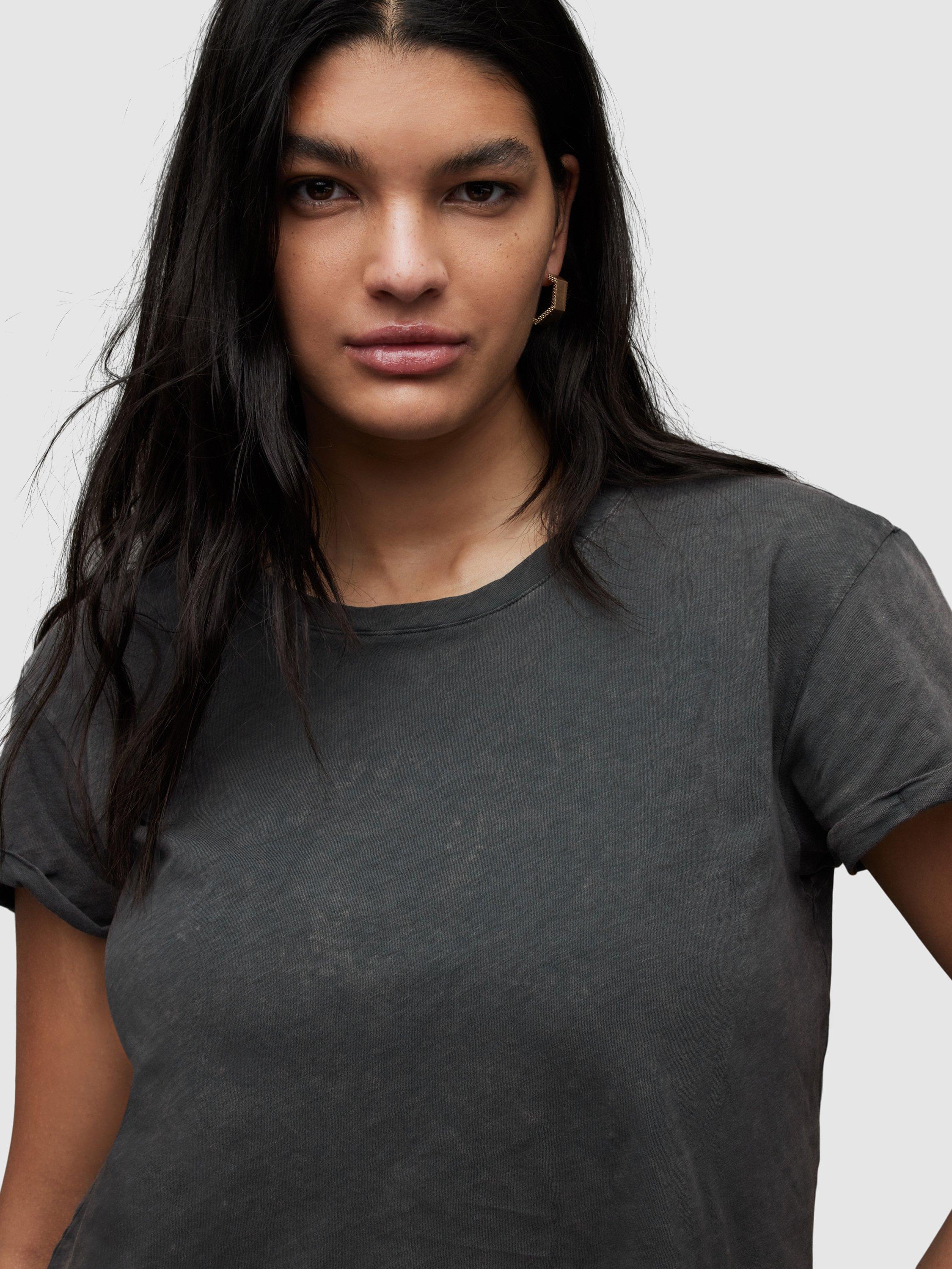 Product image 5 of 6, which shows AllSaints Anna Short Sleeve T-Shirt, Acid Washed Black, 8