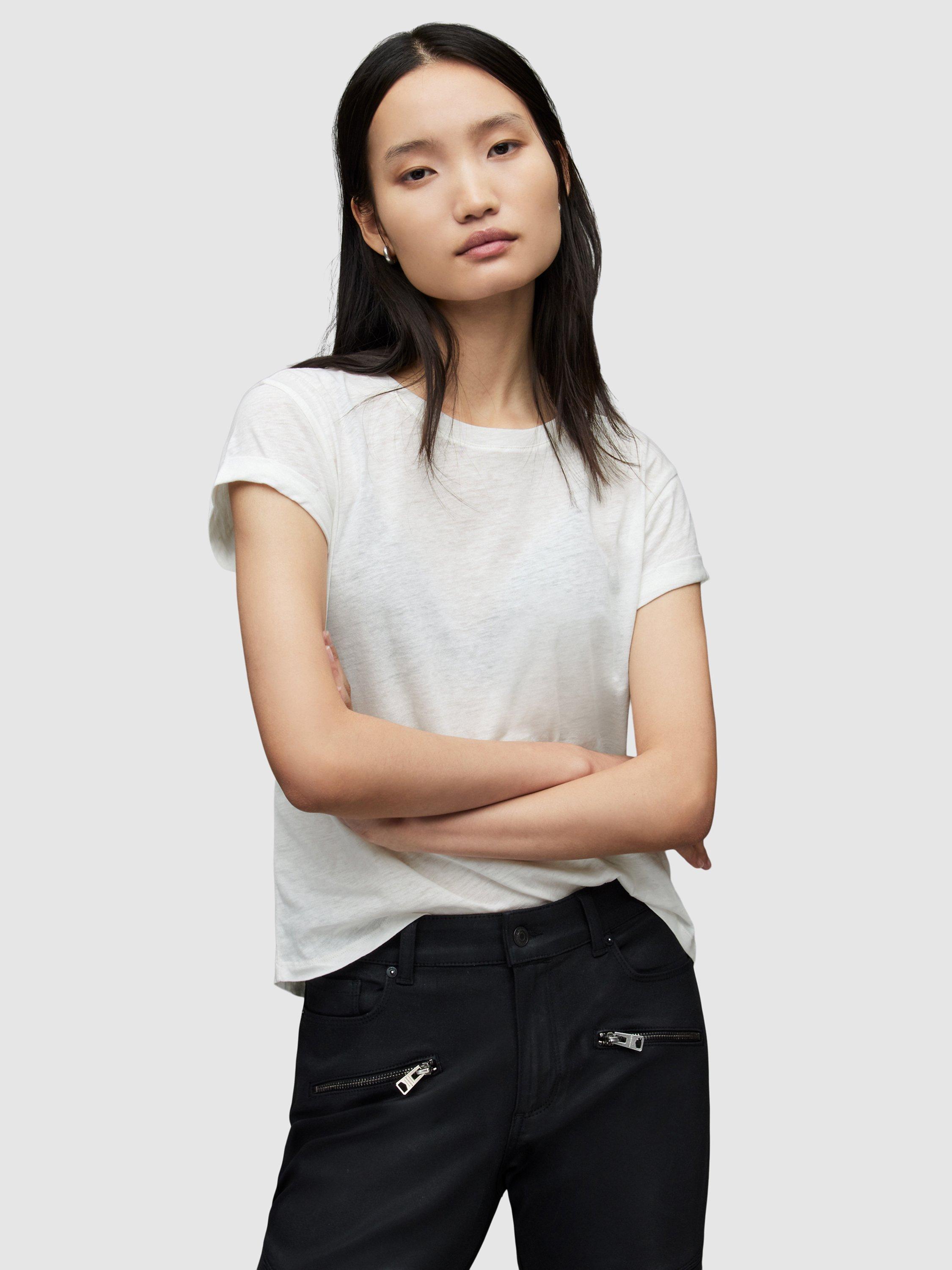 AllSaints Anna Short Sleeve T-Shirt, Chalk White, 14