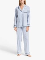 John Lewis Candi Stripe Jersey Pyjama Set, Blue