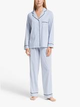 John Lewis Candi Stripe Jersey Pyjama Set, Blue