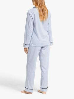 John Lewis Candi Stripe Jersey Pyjama Set, Blue - view 2, Blue