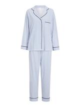 John Lewis Candi Stripe Jersey Pyjama Set, Blue