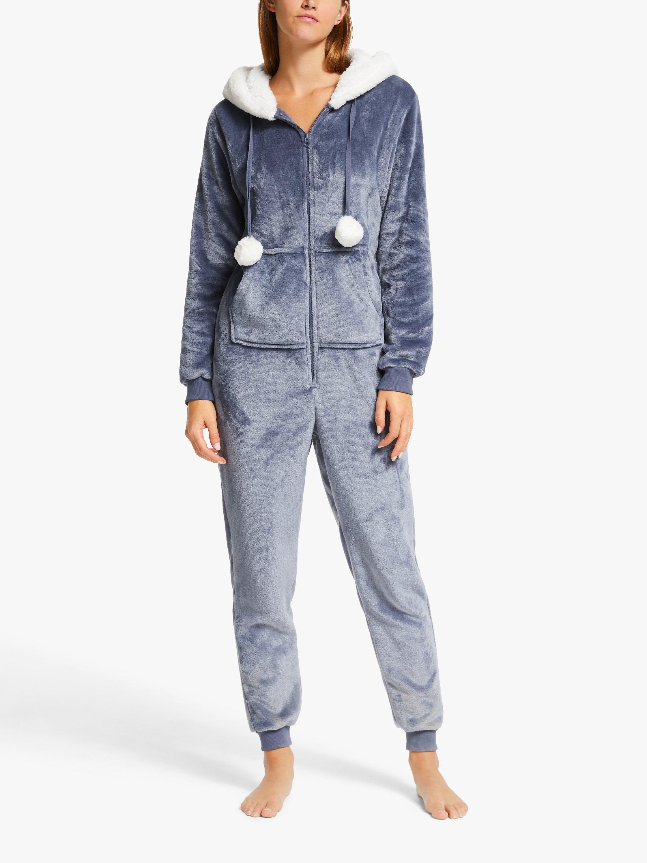 John Lewis Grisalles Borg Trim Fleece Onesie, Blue