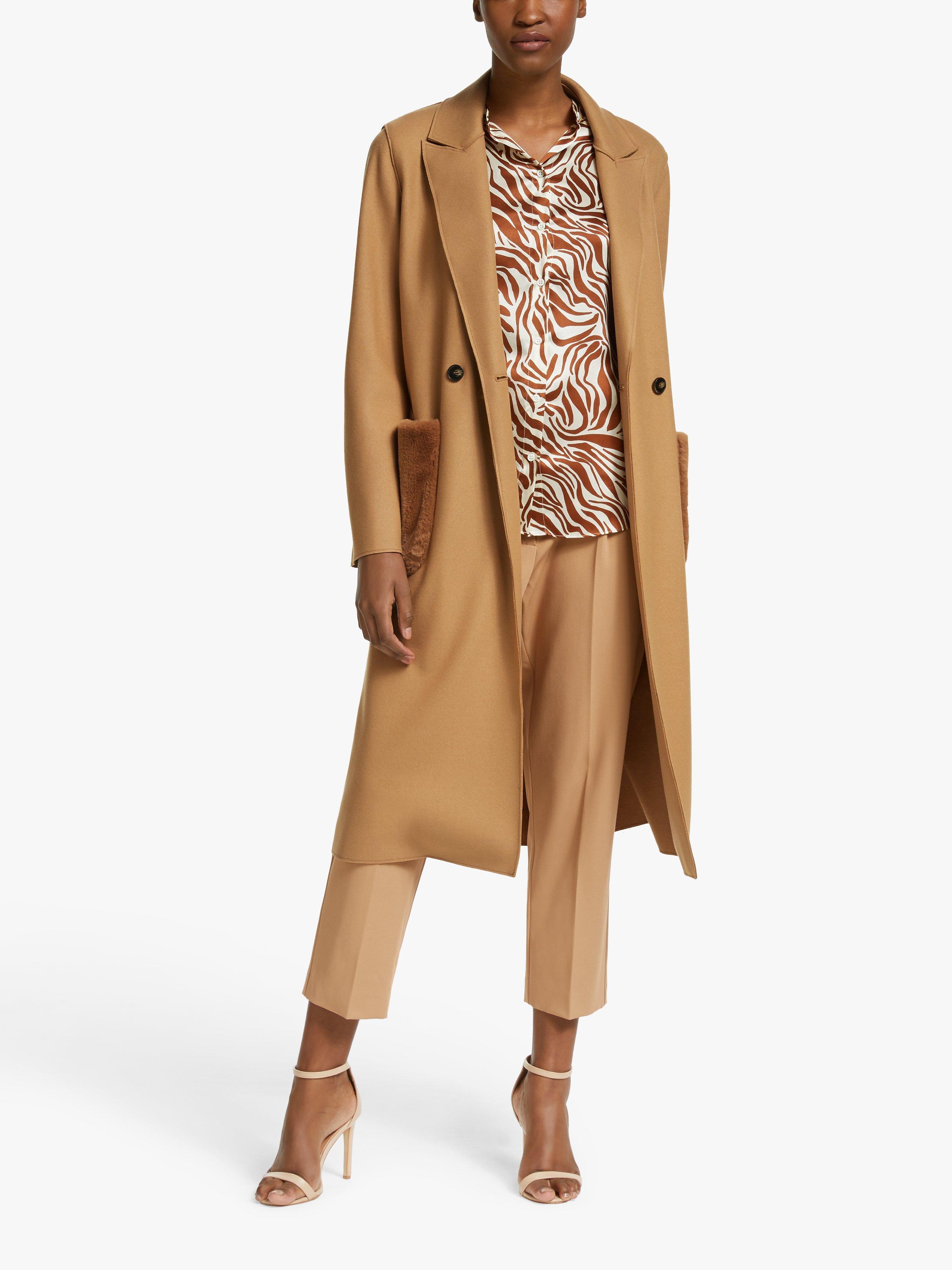Marella Vignola Faux Fur Pocket Coat, Camel