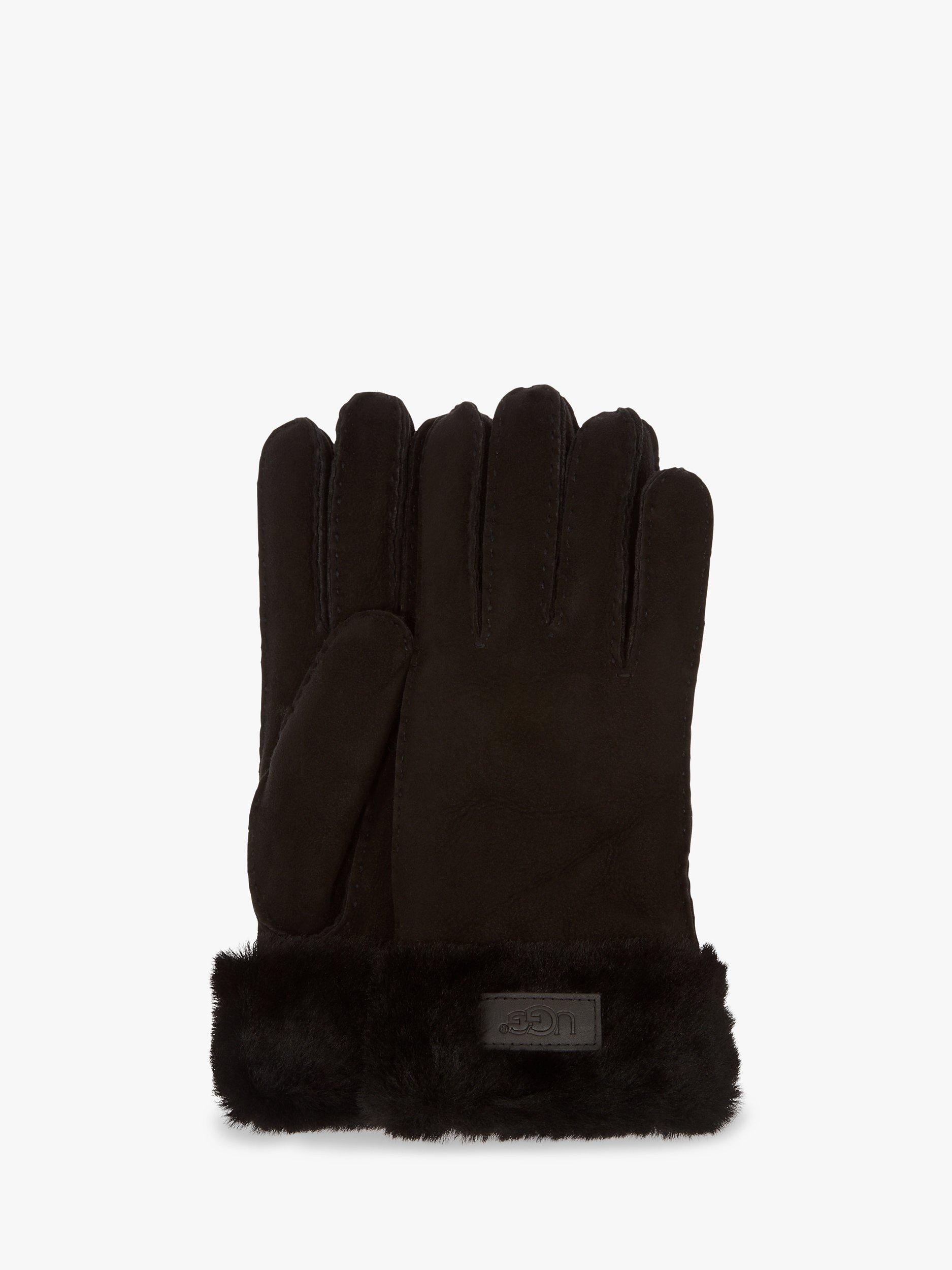 UGG Turn Cuff Leather Gloves, Black