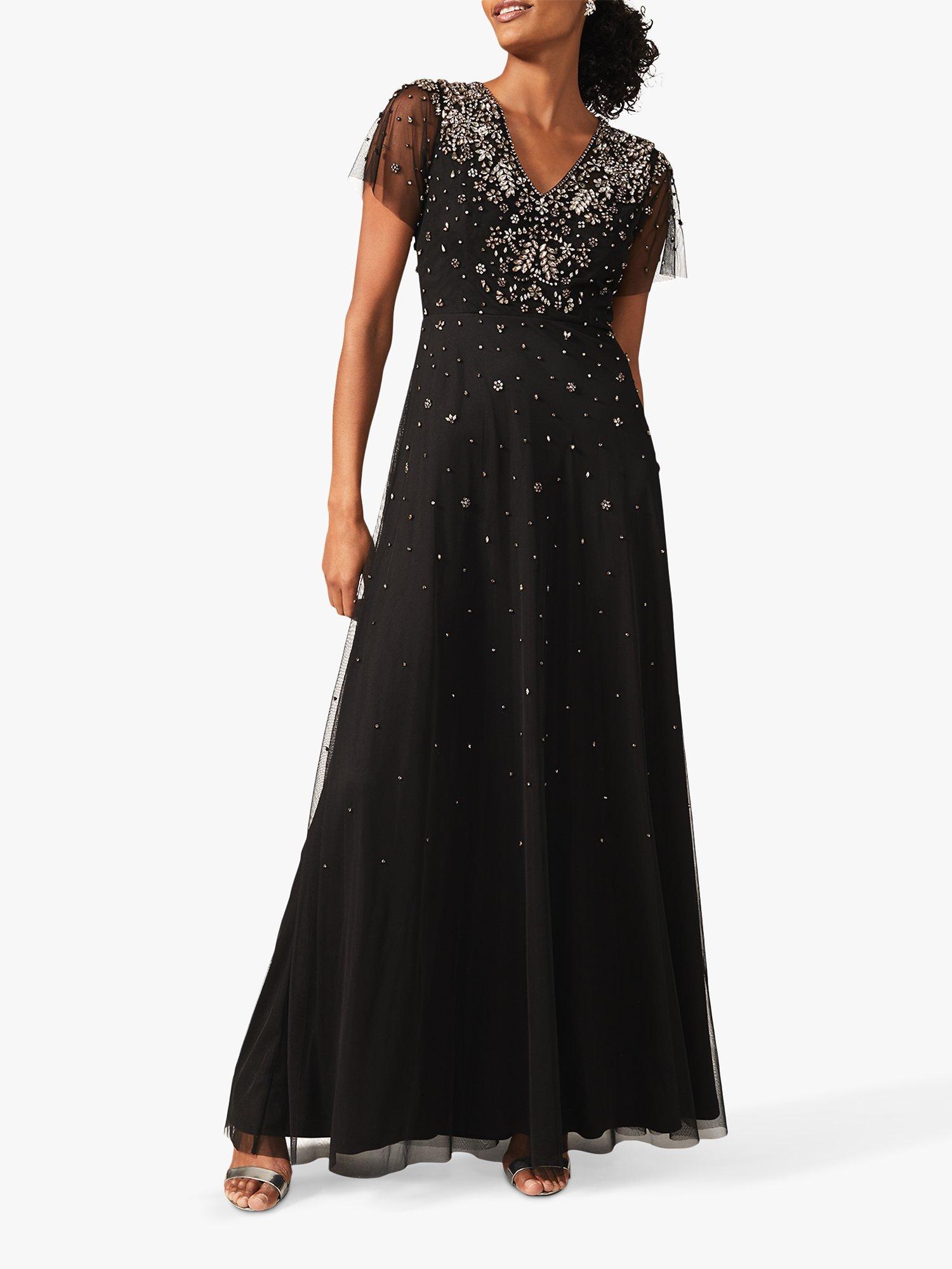 Phase Eight Pascale Floral Embellished Maxi Dress, Black