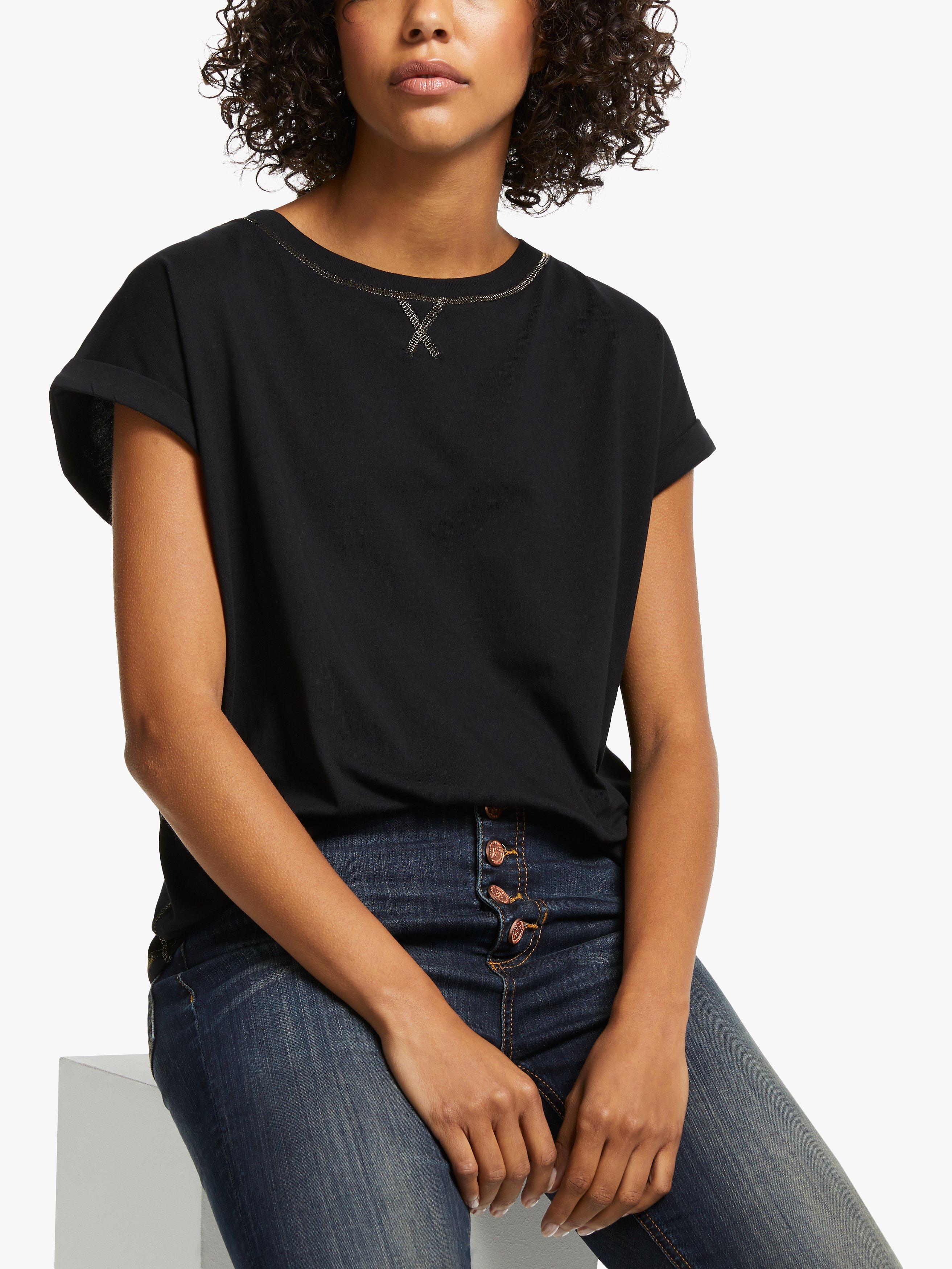 AND/OR Contrast Tank Top Cotton T-Shirt, Black/Gold