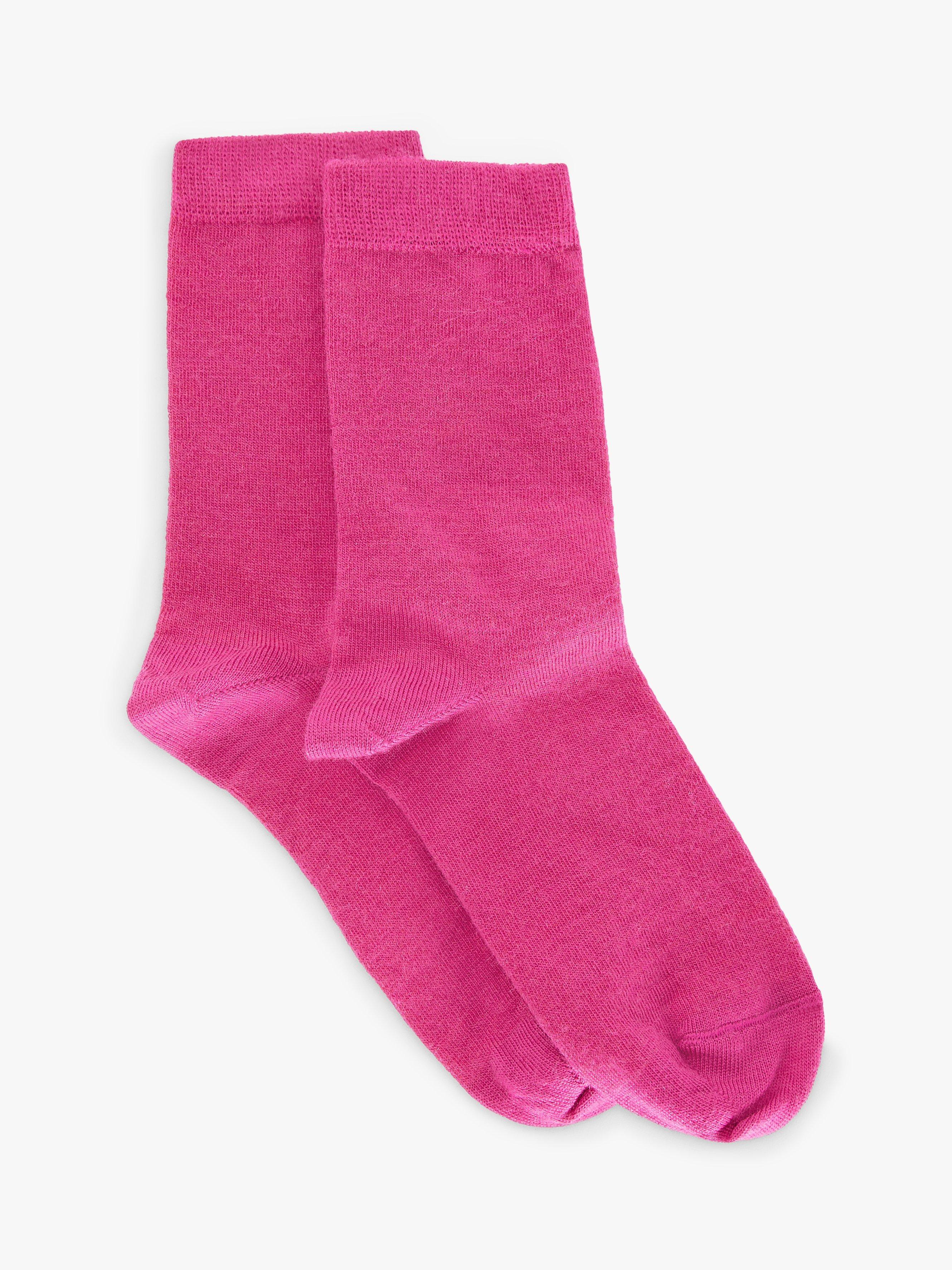 John Lewis Merino Wool Rich Ankle Socks, Pack of 2, Pink, S-M