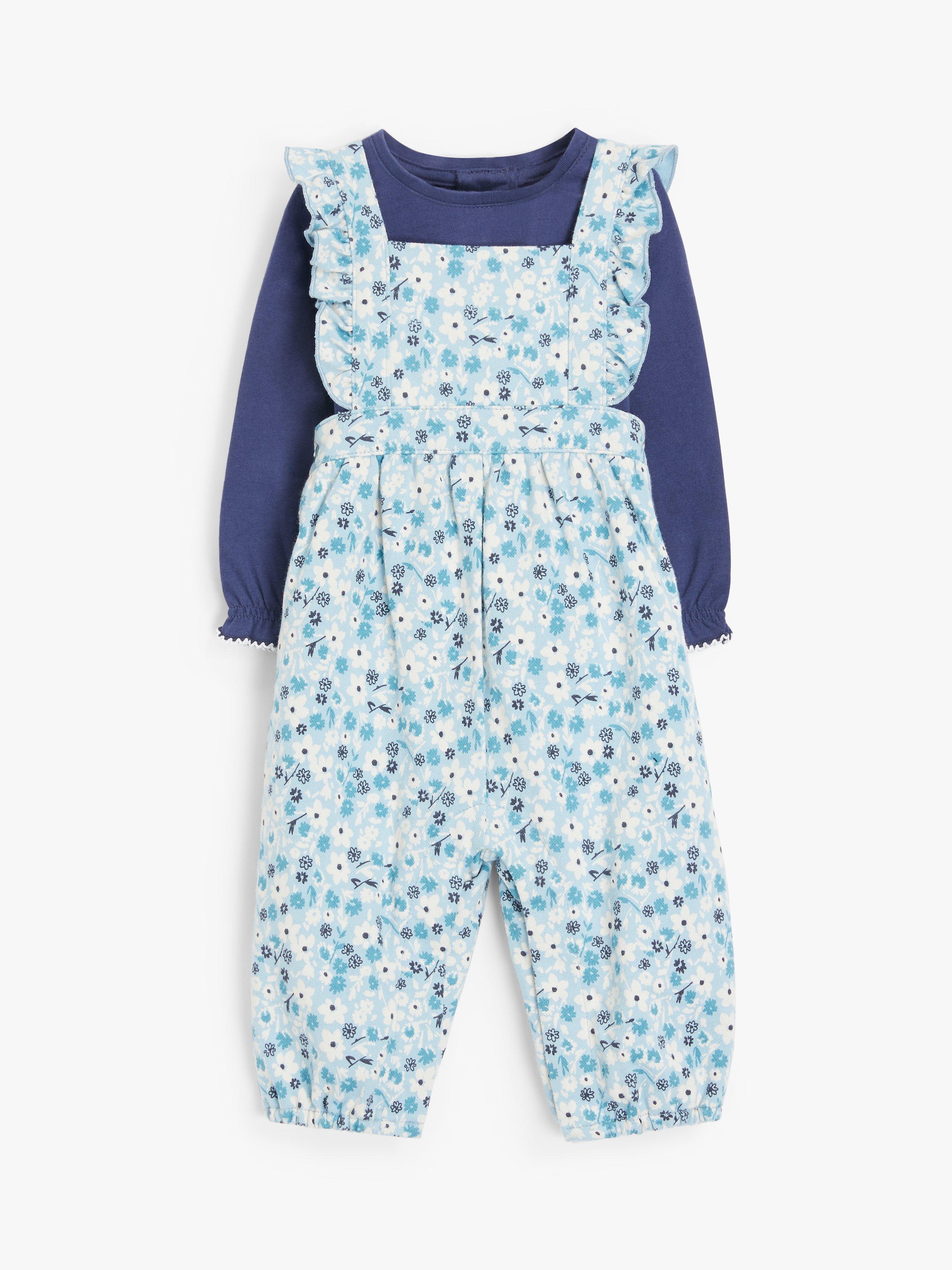 John Lewis & Partners Baby Floral Dungarees and Top Set, Multi
