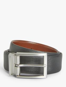 John Lewis Made in Italy Reversible Leather Jeans Belt, Black