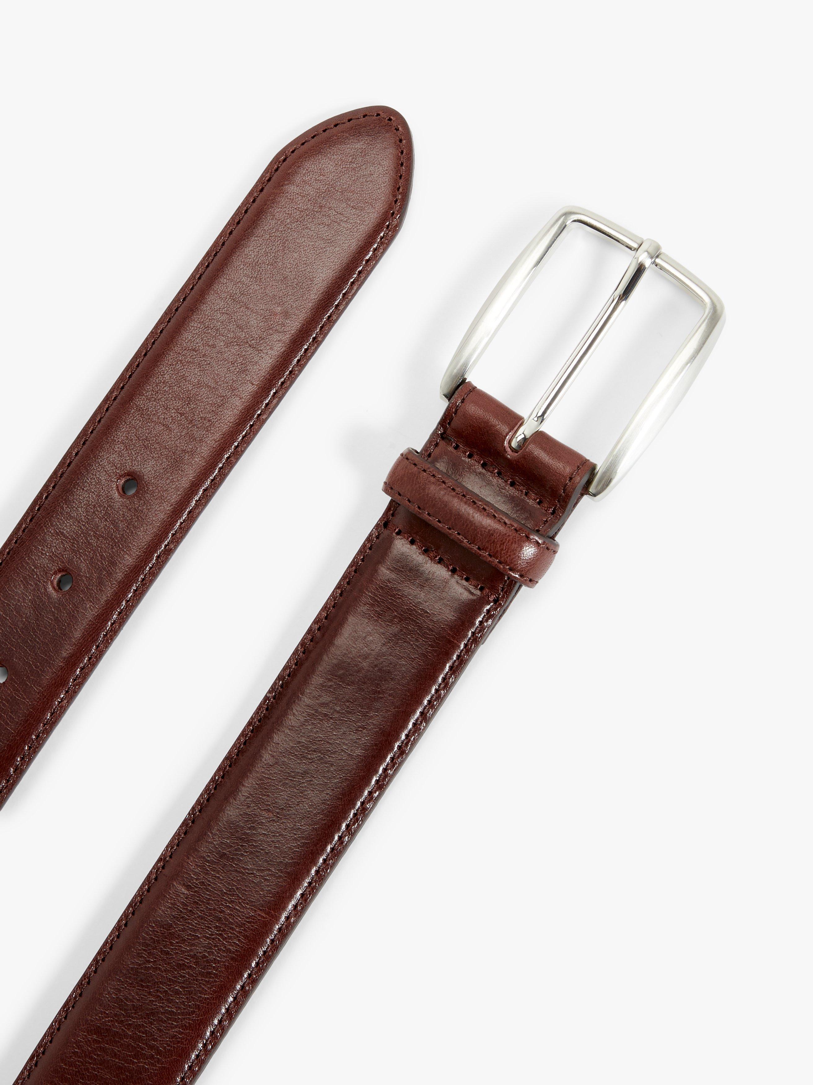 Product image 3 of 4, which shows John Lewis Made in Italy 35mm Stitched Leather Belt, Brown, S