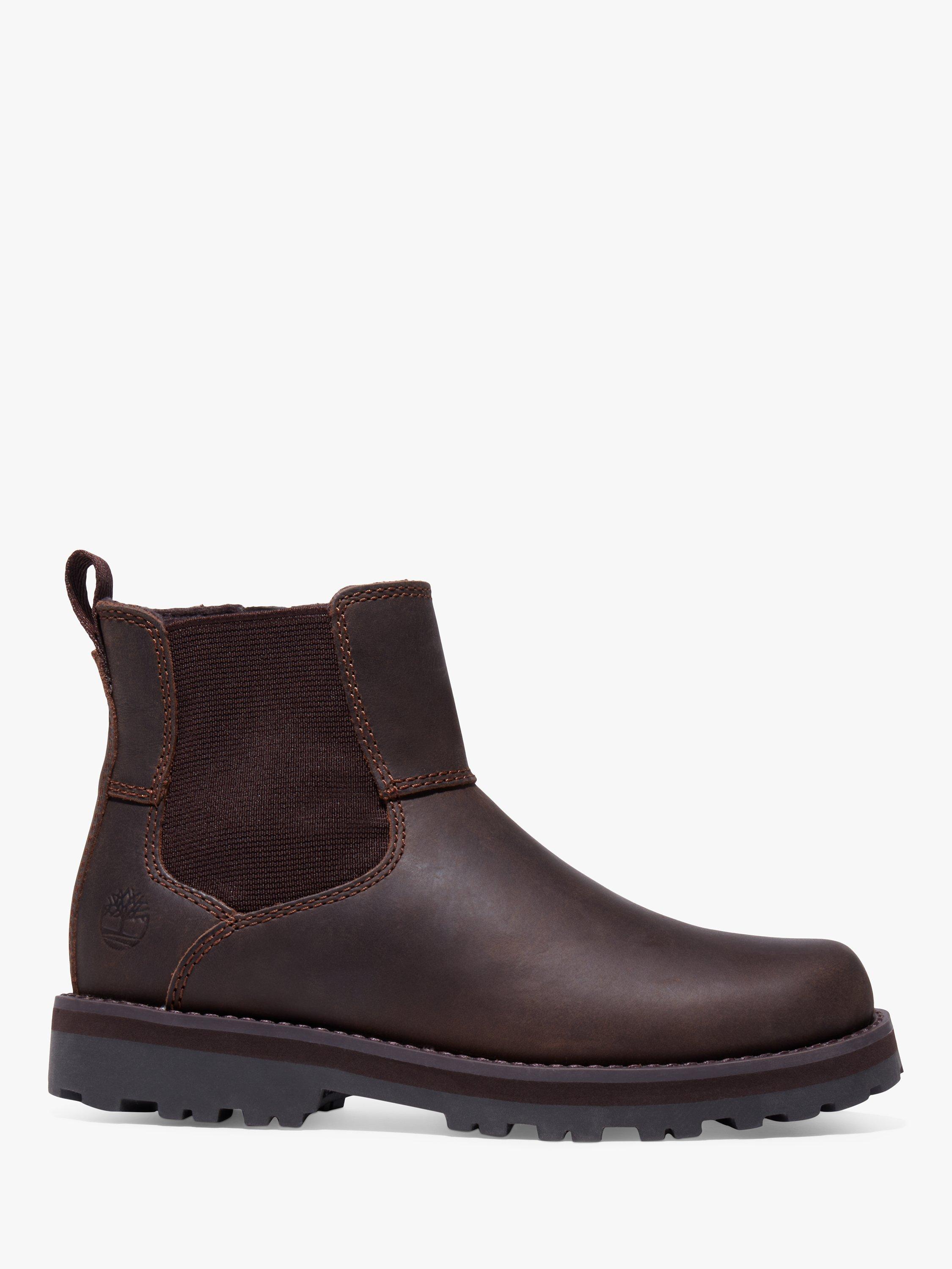 Product image 1 of 4, which shows Timberland Kids' Courma Leather Chelsea Boots, Dark Brown, EU32