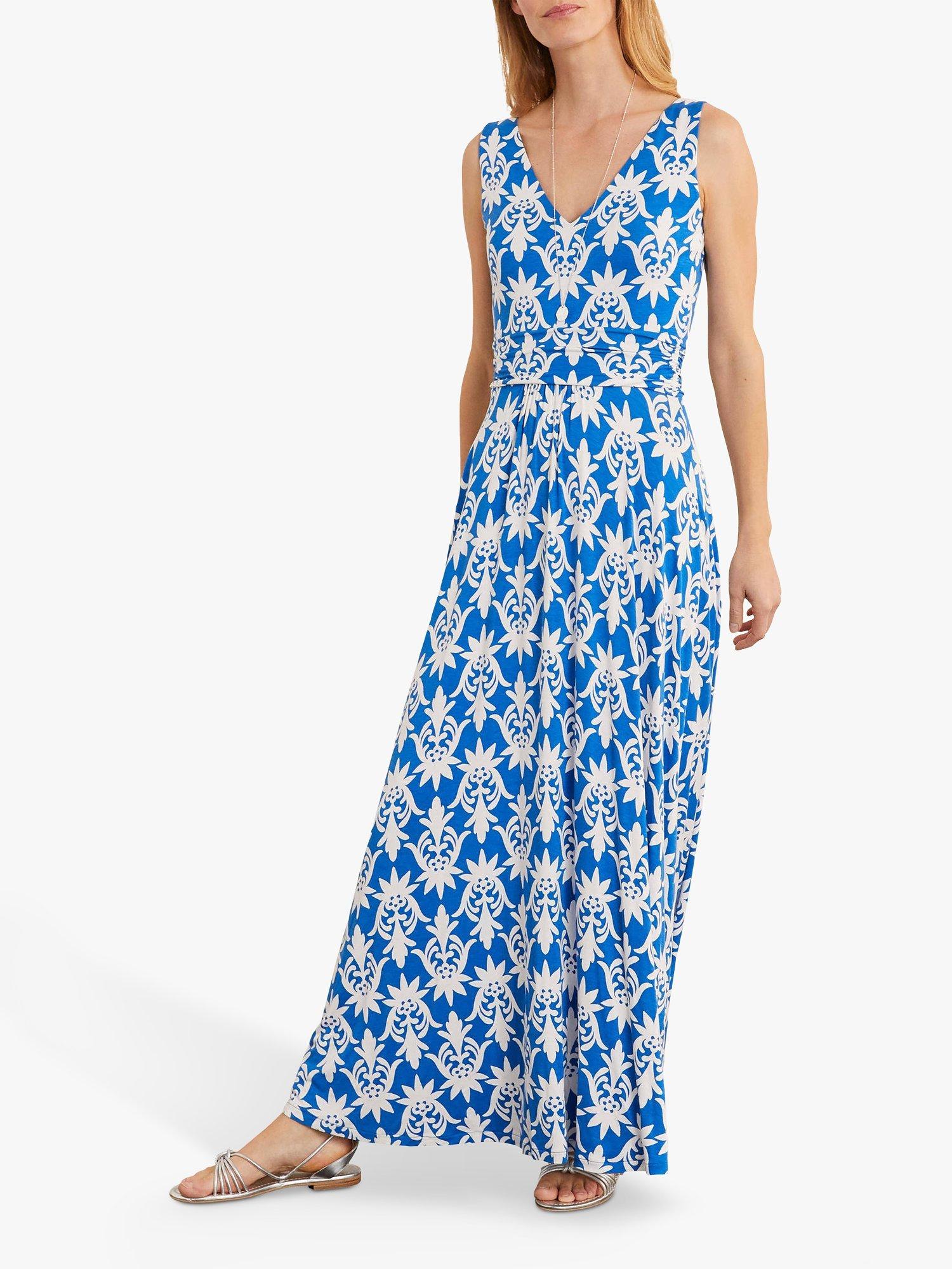 Boden Sienna Floral Maxi Dress, Blue