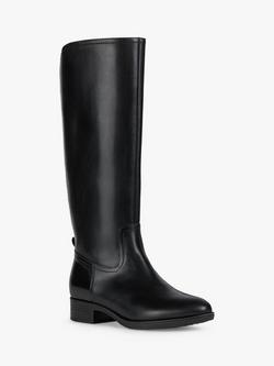 Geox Felicity D Leather Riding Style Knee Boots, Black - view 2, Black