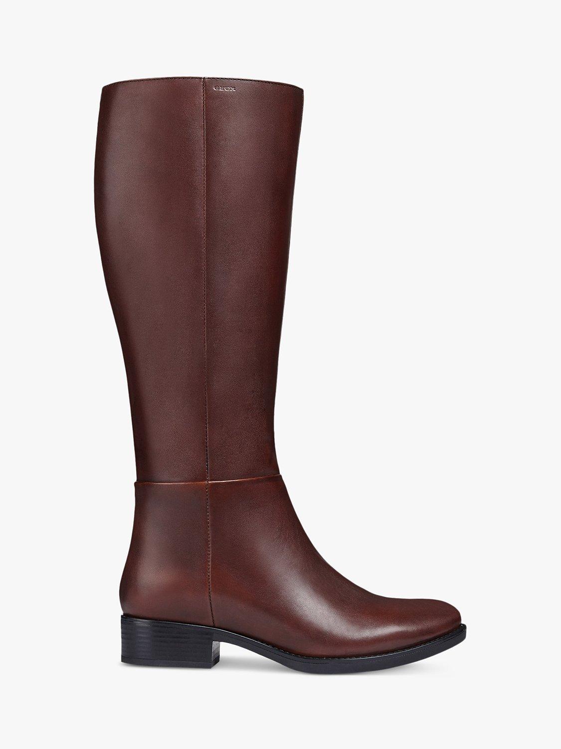 Product image 1 of 7, which shows Geox Women's Felicity Leather Heeled Knee High Boots, Brown, 3