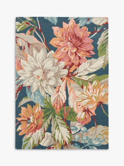 Sanderson Dhalia & Rosehip Floral Rug, Teal