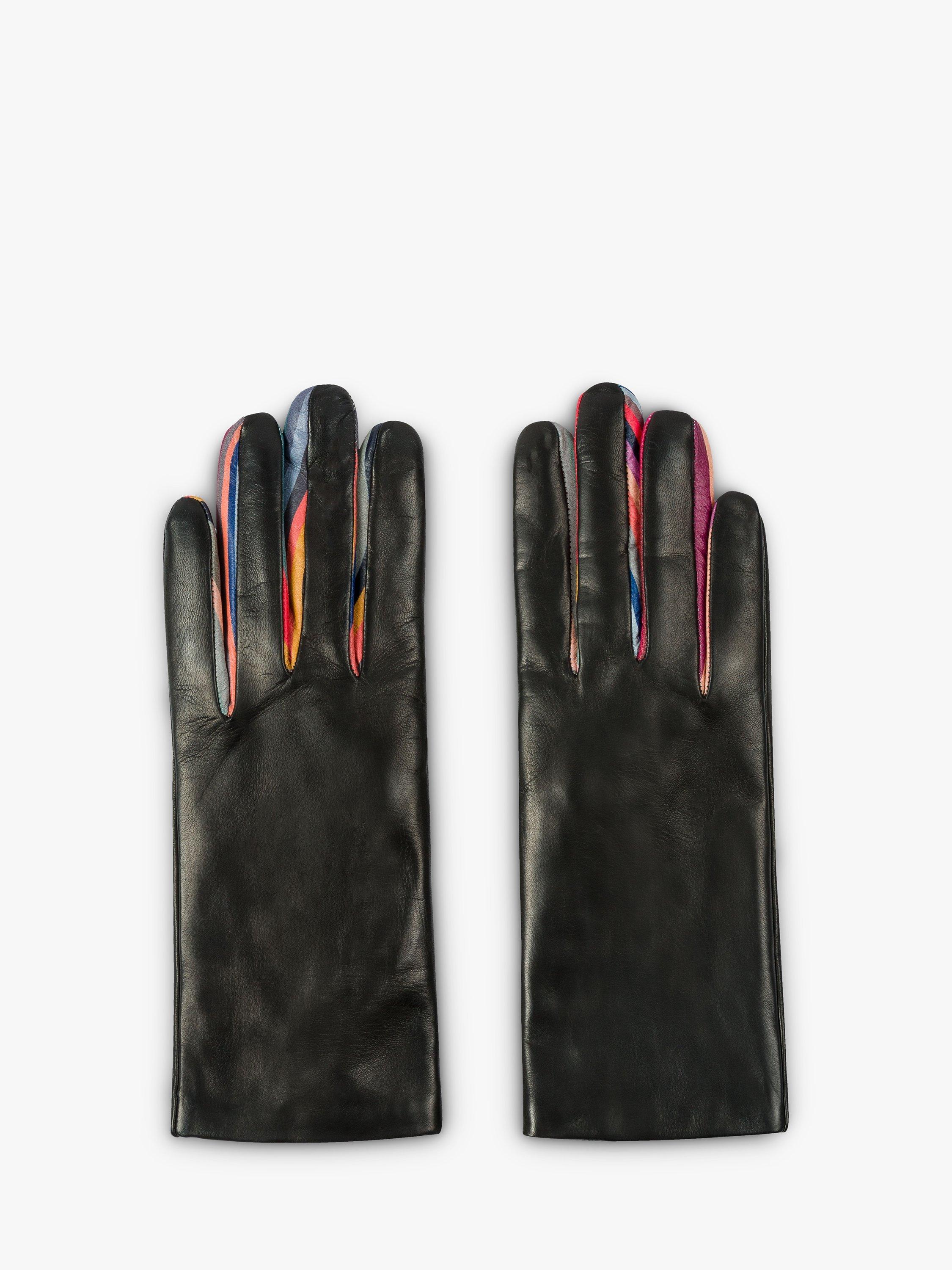 Paul Smith Swirl Stripe Leather and Cashmere Blend Gloves, Multi