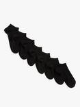 John Lewis Kids' Trainer Liner Socks, Pack of 7, Black