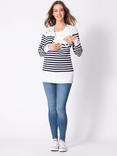 Seraphine Elvira Nautical Stripe Maternity & Nursing Top, White/Navy