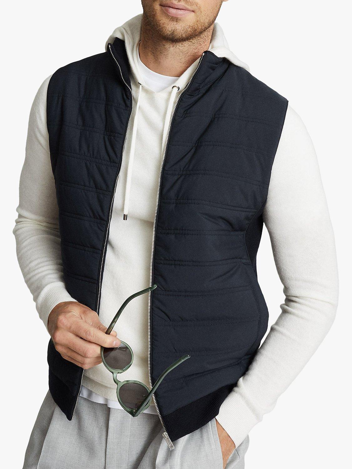 Reiss William Quilted Gilet, Navy