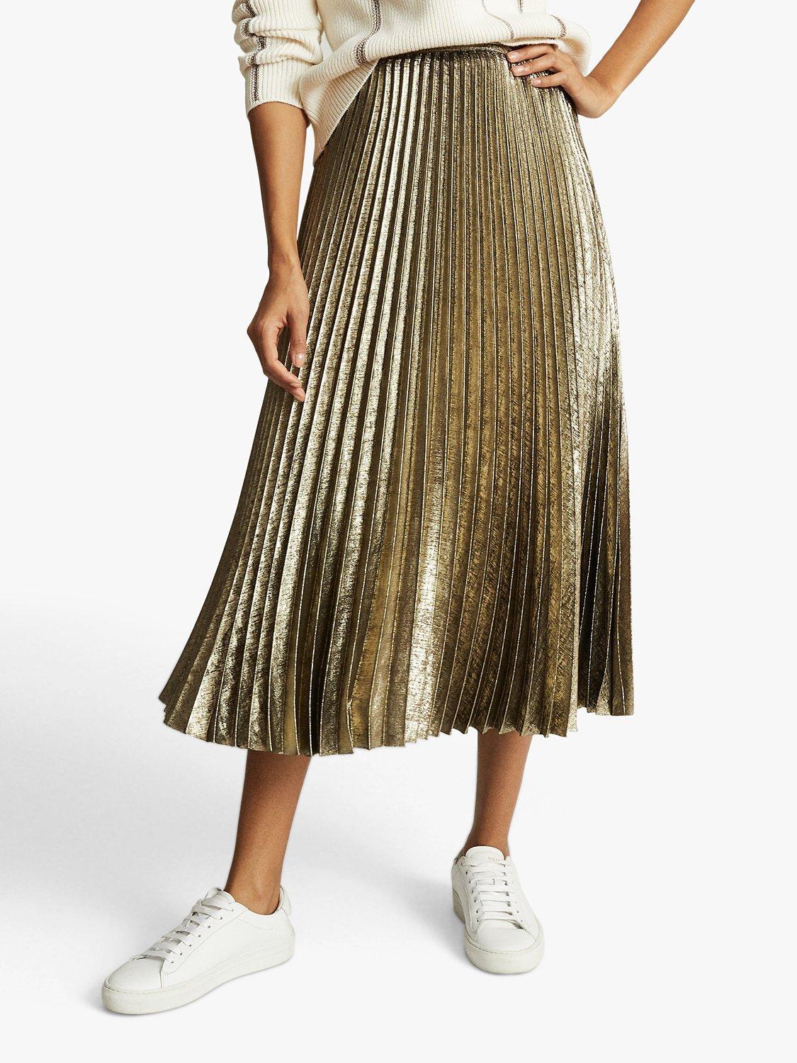 Reiss Gemma Midi Skirt, Gold