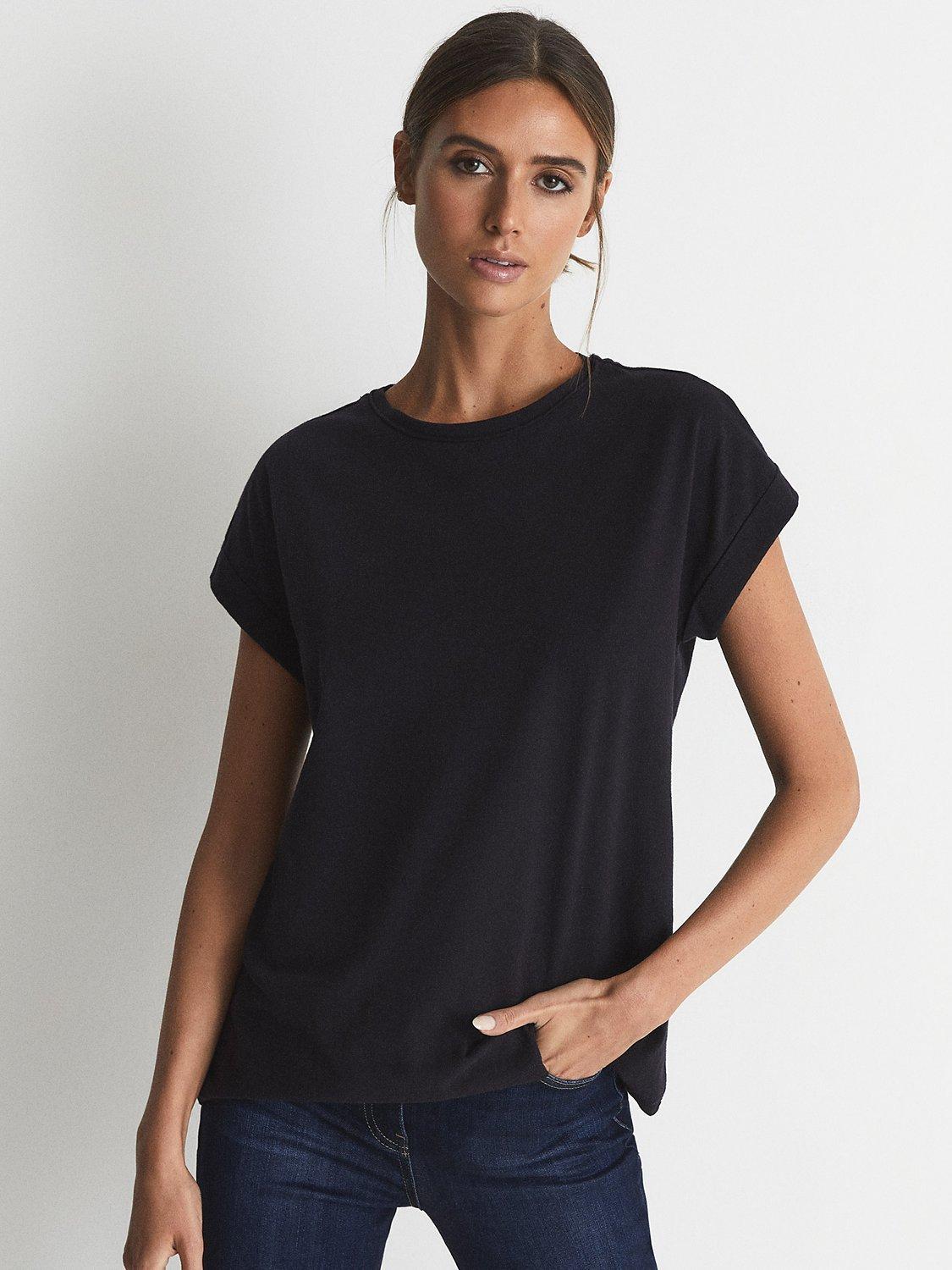 Product image 1 of 6, which shows Reiss Tereza Cotton Jersey T-Shirt, Navy, XL