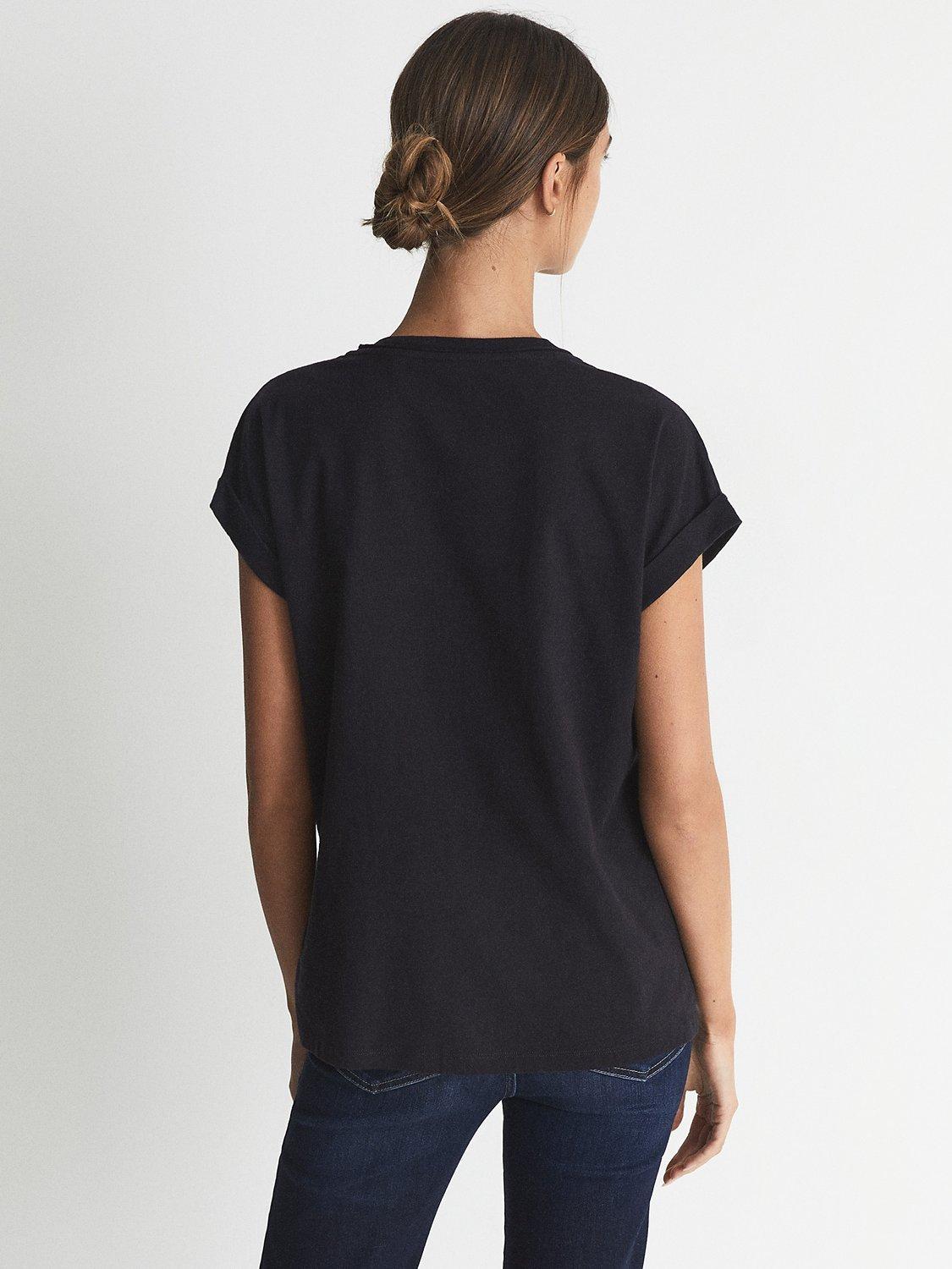 Product image 2 of 6, which shows Reiss Tereza Cotton Jersey T-Shirt, Navy, XL