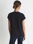 Reiss Tereza Cotton Jersey T-Shirt, Navy
