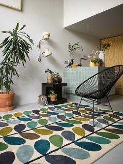 Orla Kiely Linear Stem Wool Rug - view 2, Kingfisher